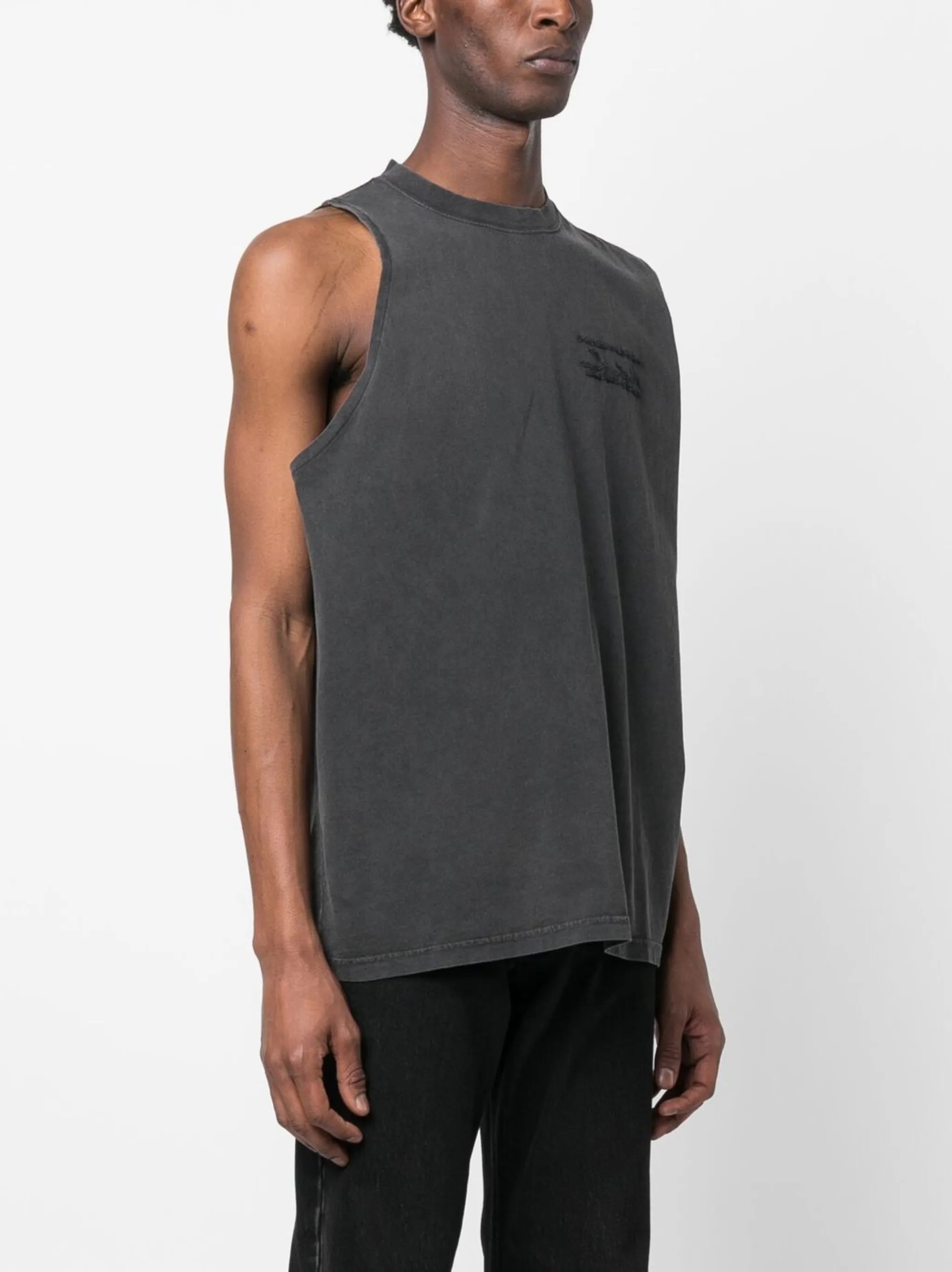 MARTINE ROSE KNITTED LOGO VEST WASHED BLACK 