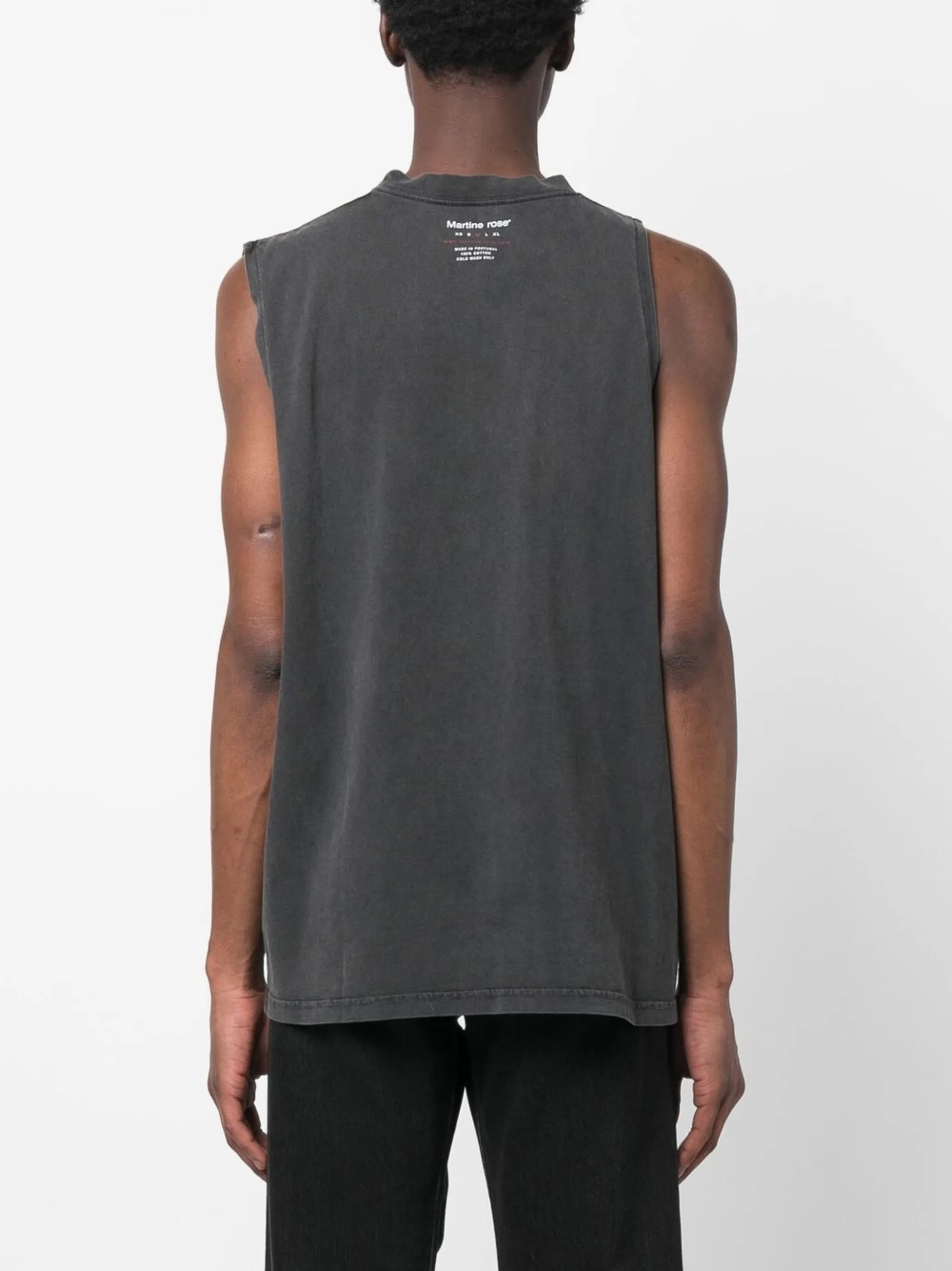 MARTINE ROSE KNITTED LOGO VEST WASHED BLACK 