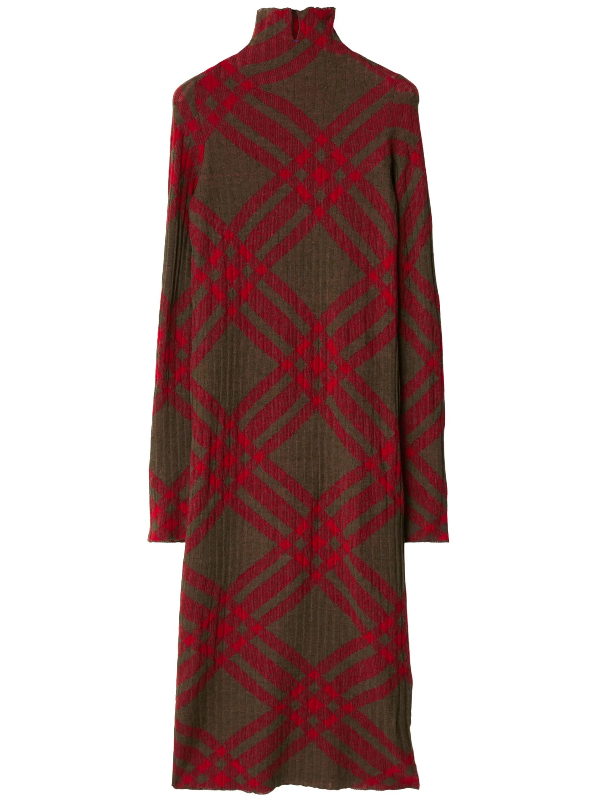 checkered wool blend shift dress