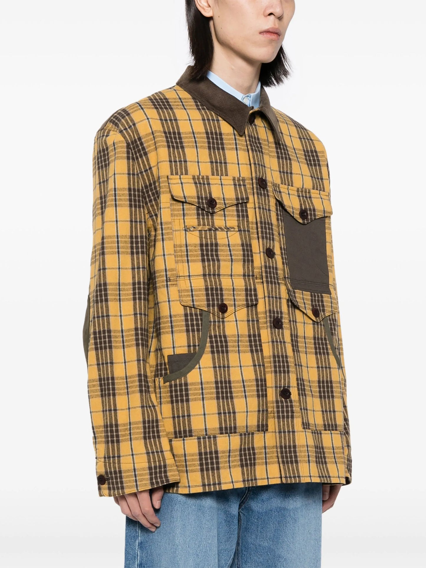 plaid-patterned jacket