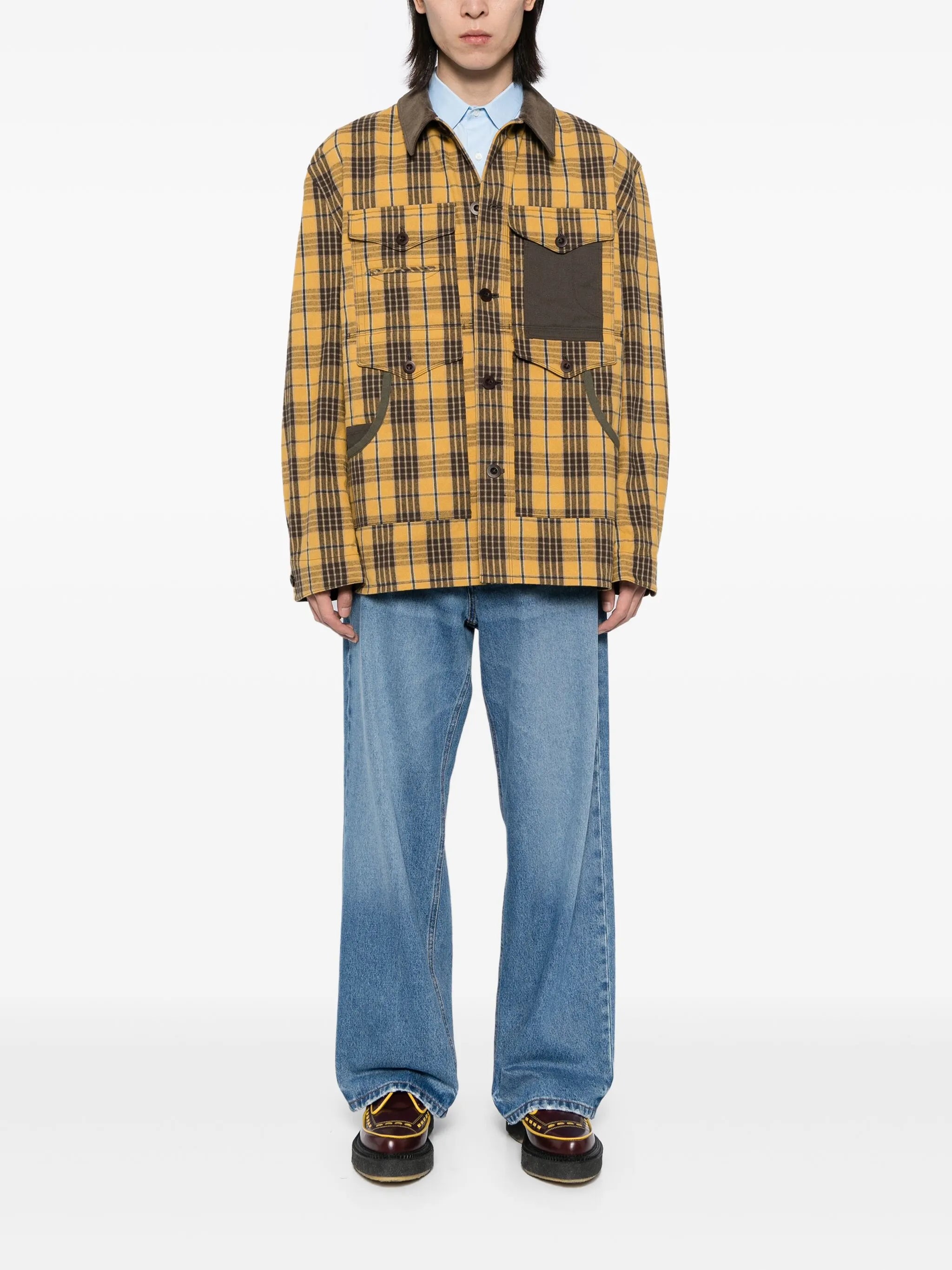plaid-patterned jacket