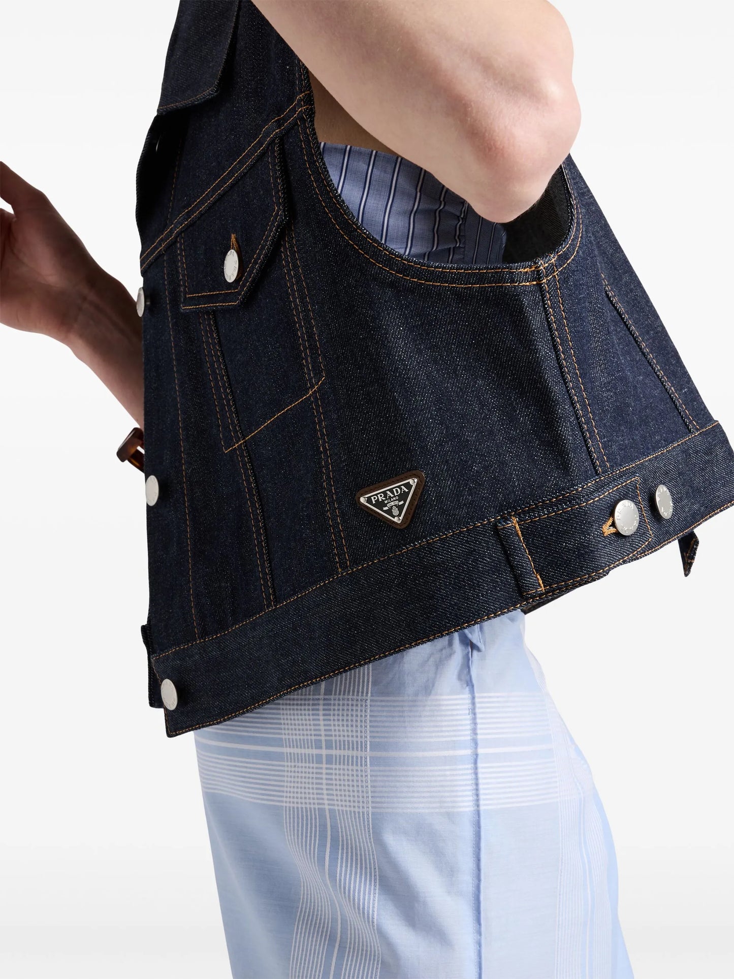triangle-logo denim vest