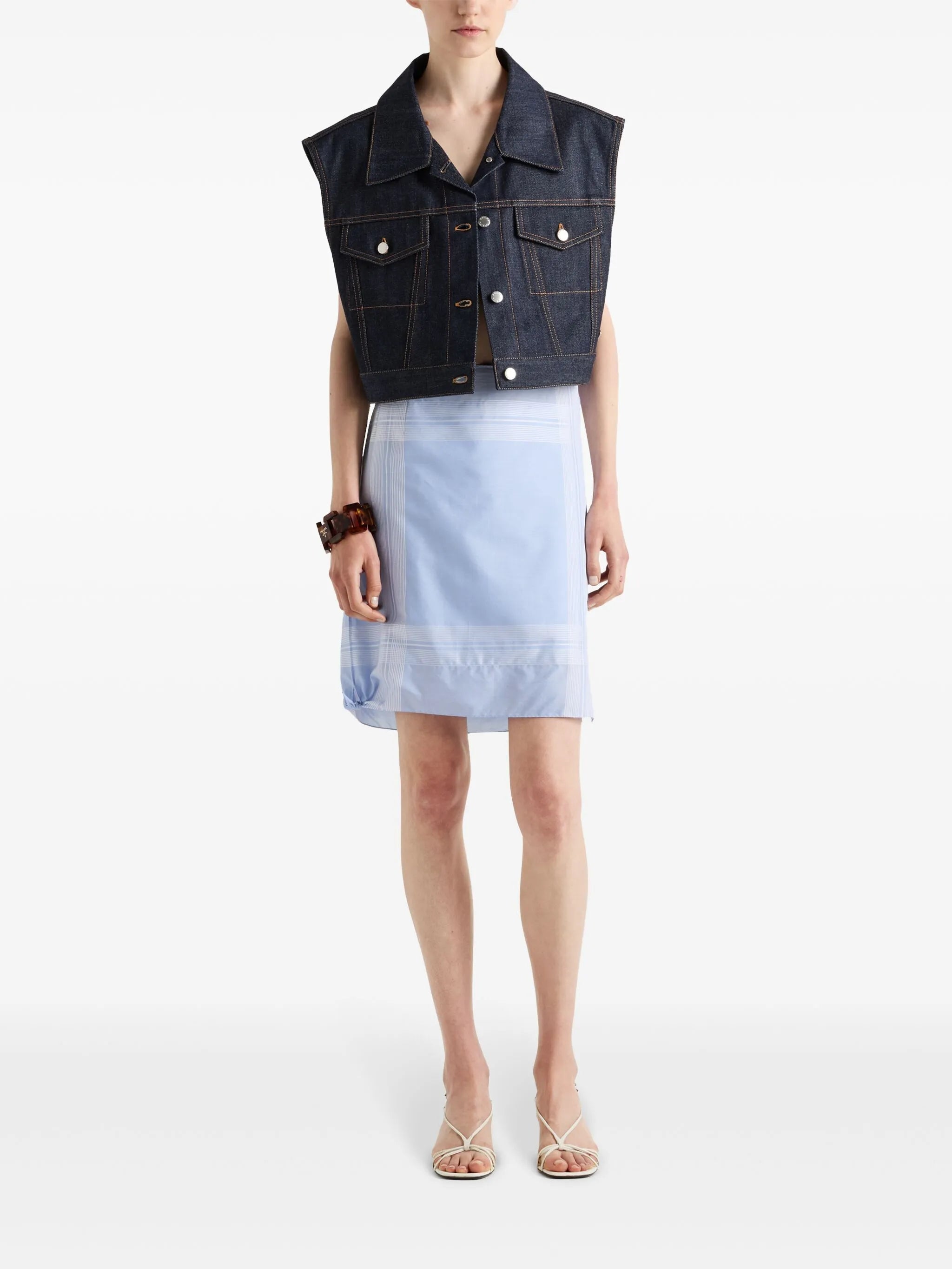 triangle-logo denim vest