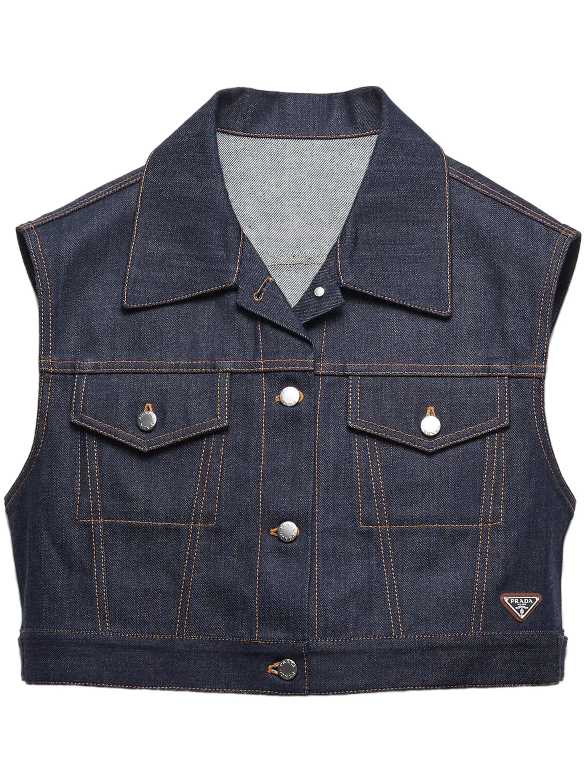 triangle-logo denim vest