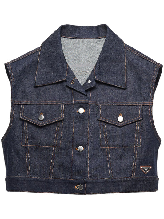 triangle-logo denim vest
