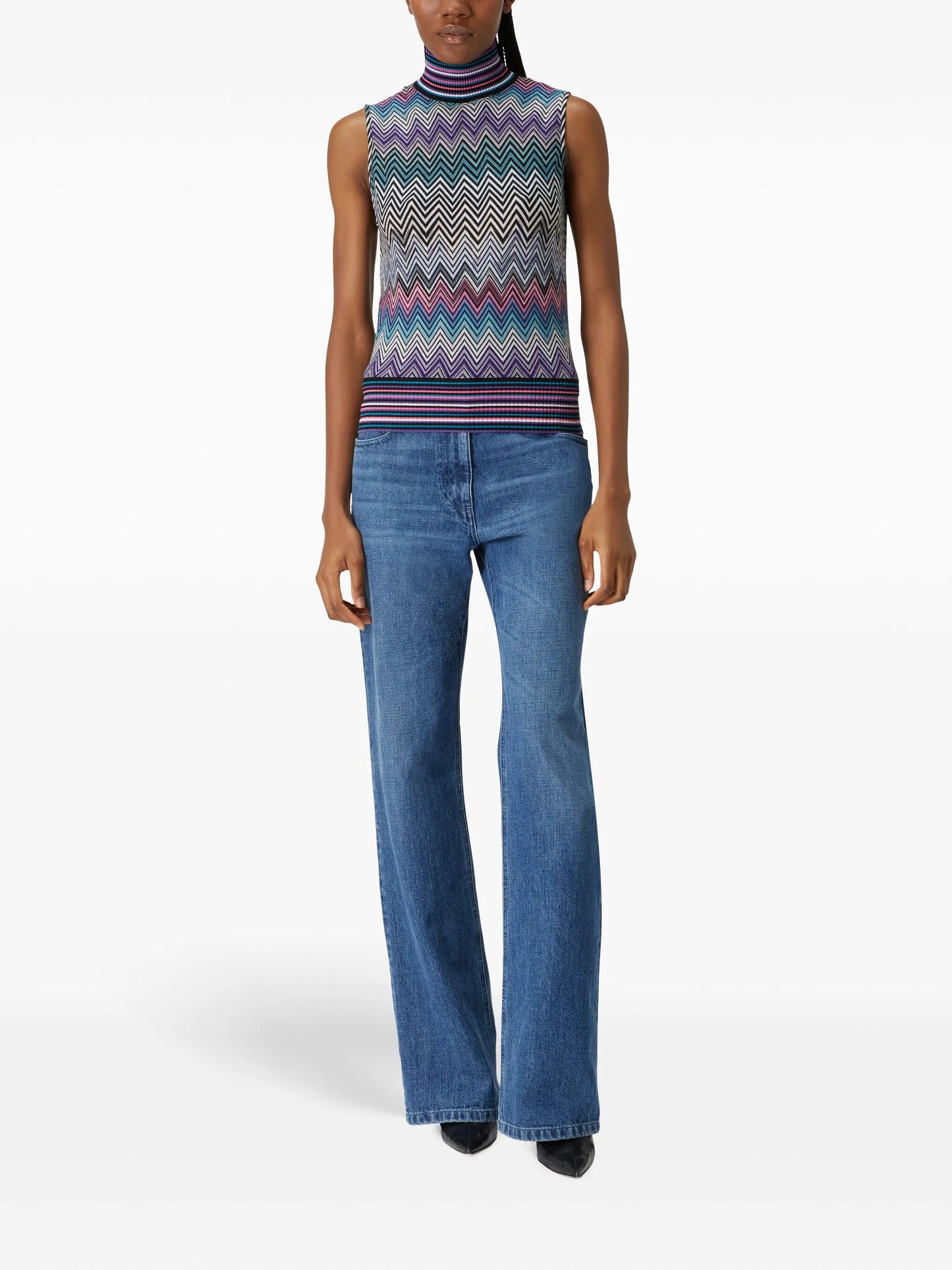 zigzag-woven knitted tank top