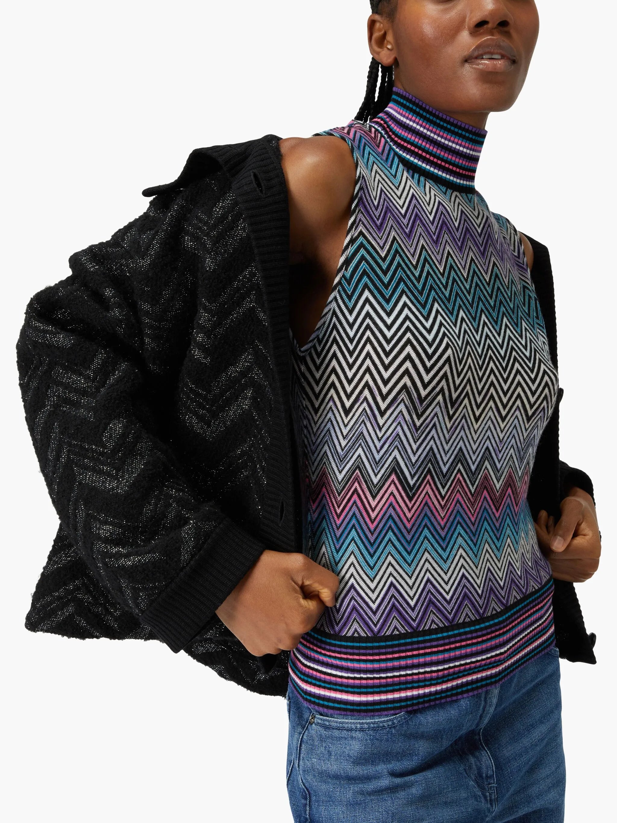 zigzag-woven knitted tank top