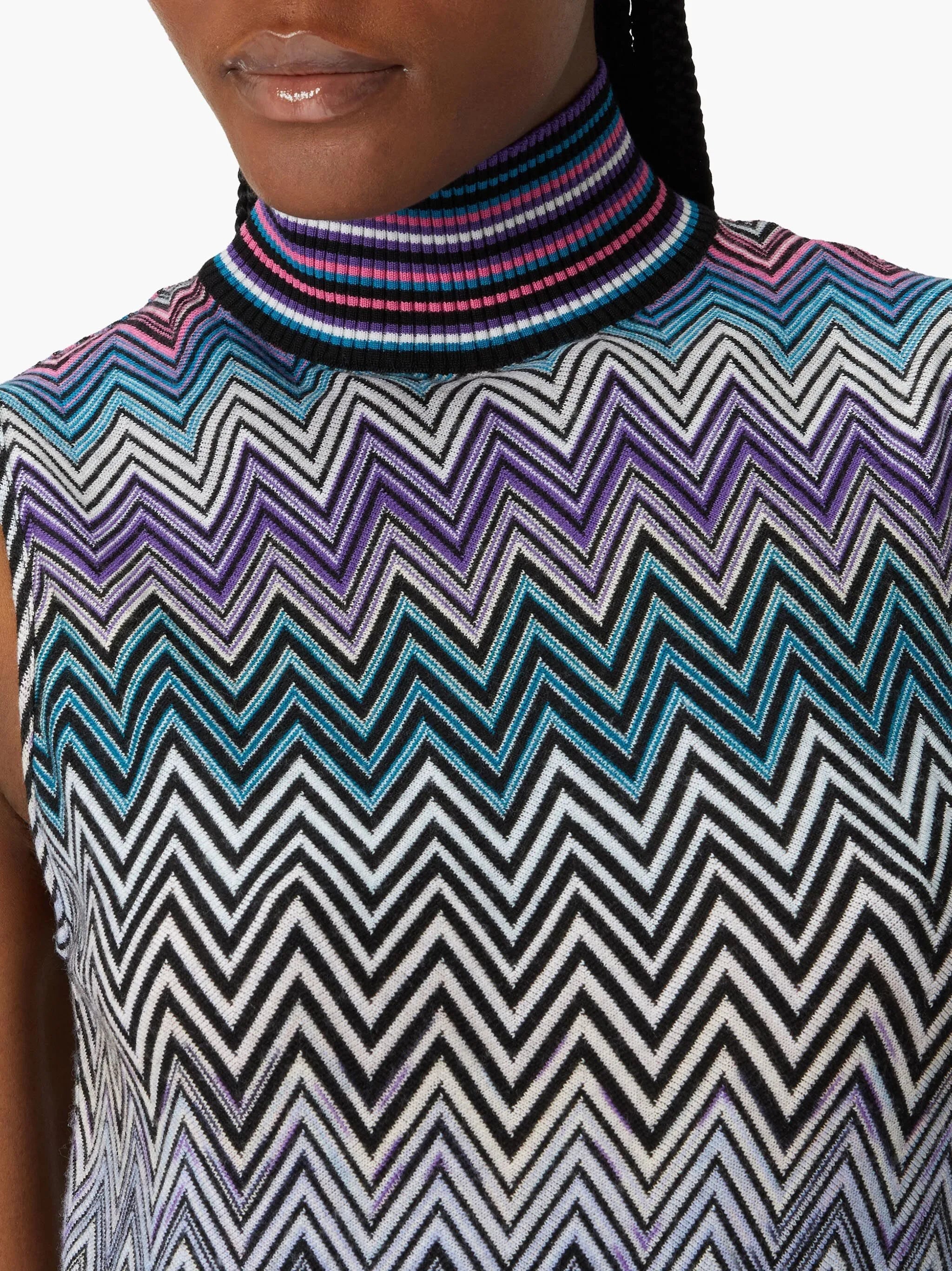 zigzag-woven knitted tank top