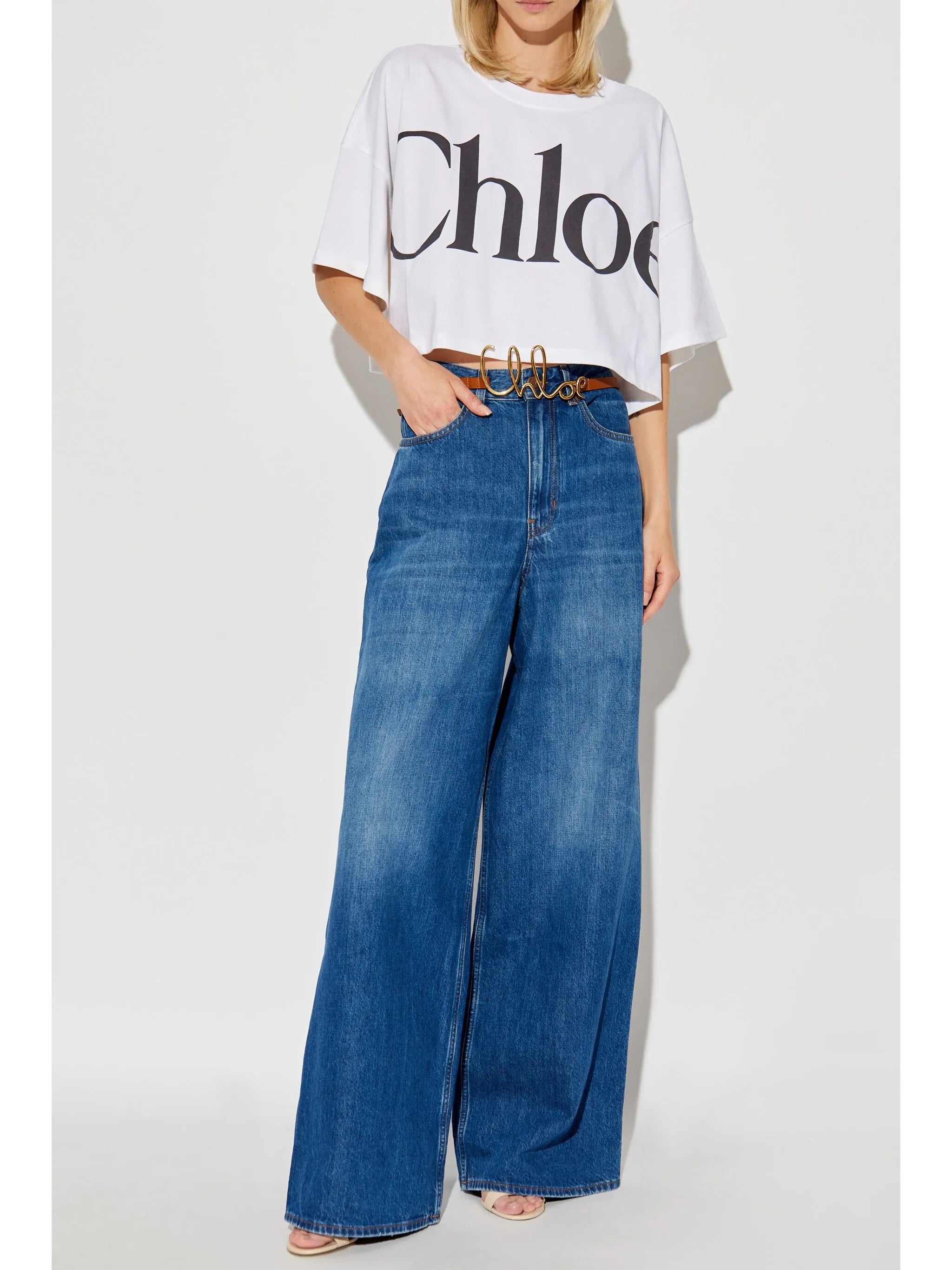 logo-print crop top