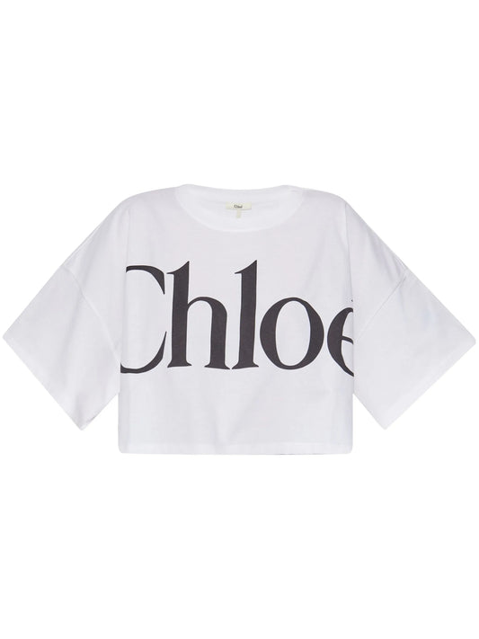 logo-print crop top