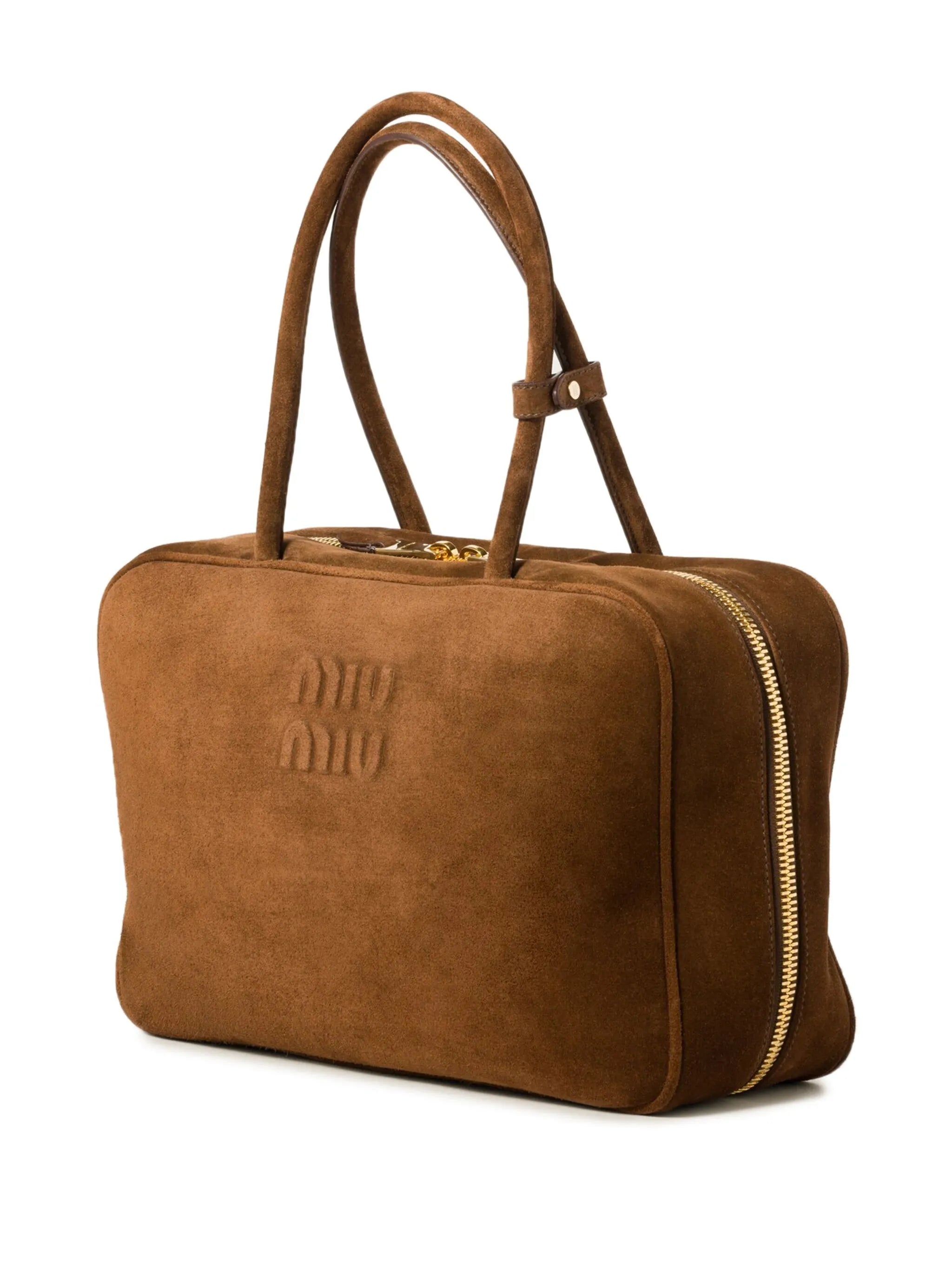 Beau logo-debossed suede bag