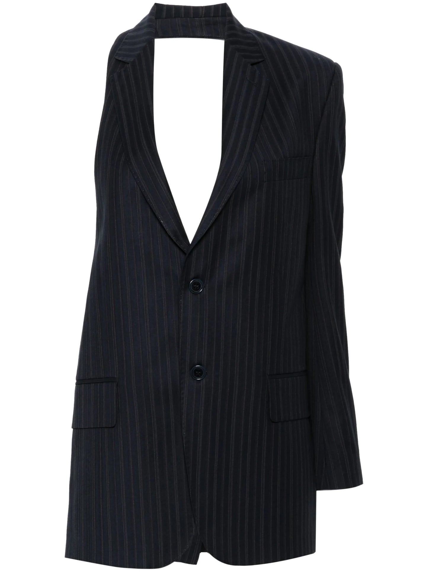 pinstriped asymmetric blazer