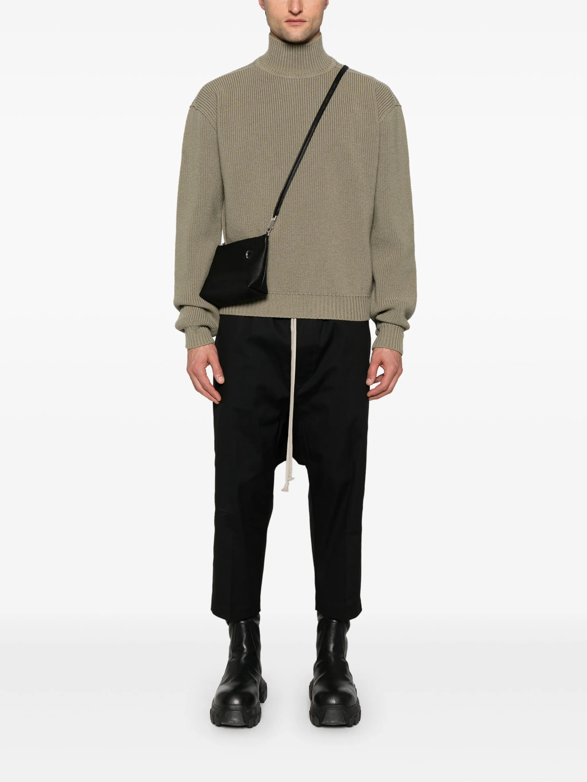 drop-crotch tapered trousers
