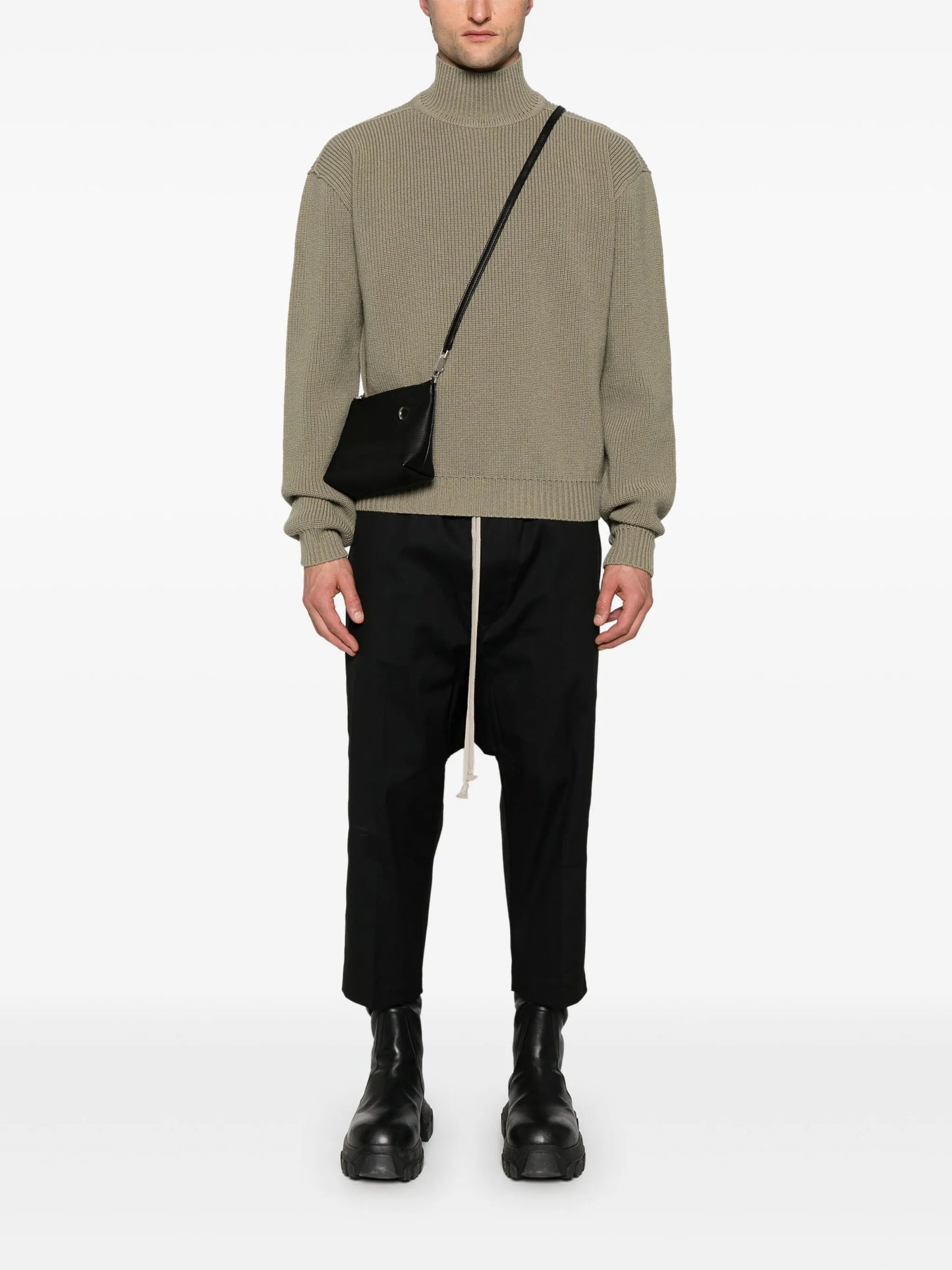 drop-crotch tapered trousers