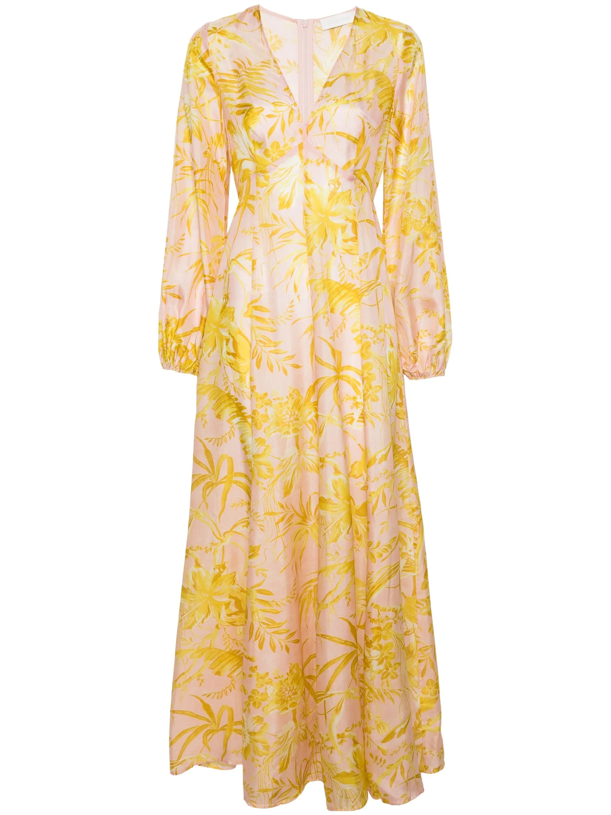Golden floral-print maxi dress