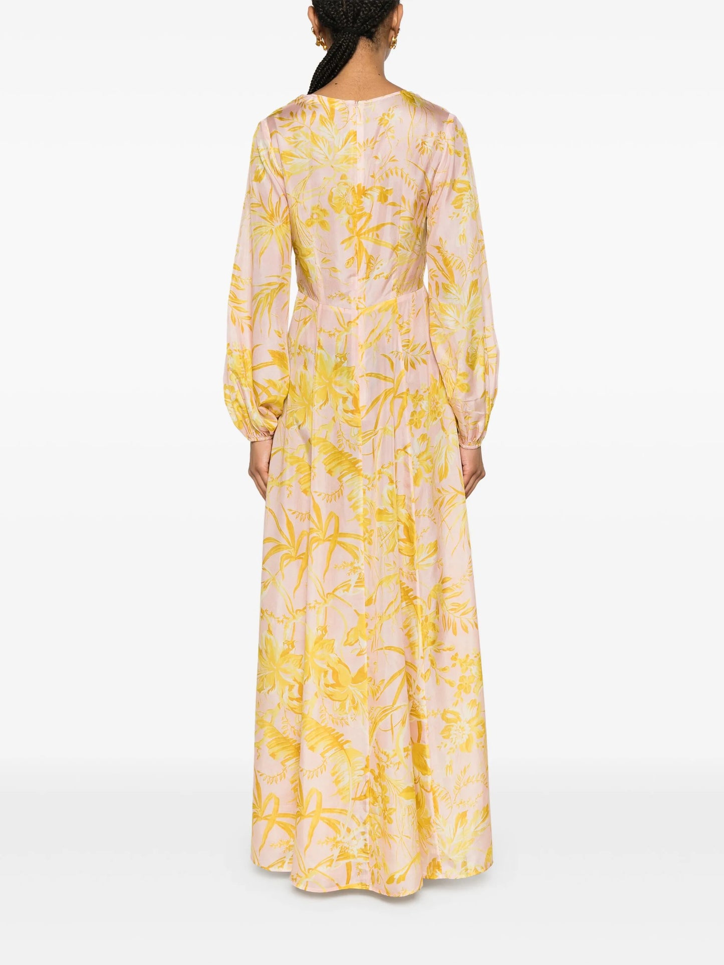 Golden floral-print maxi dress