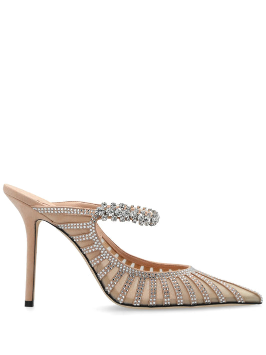 100mm Bing crystal-embellished mules