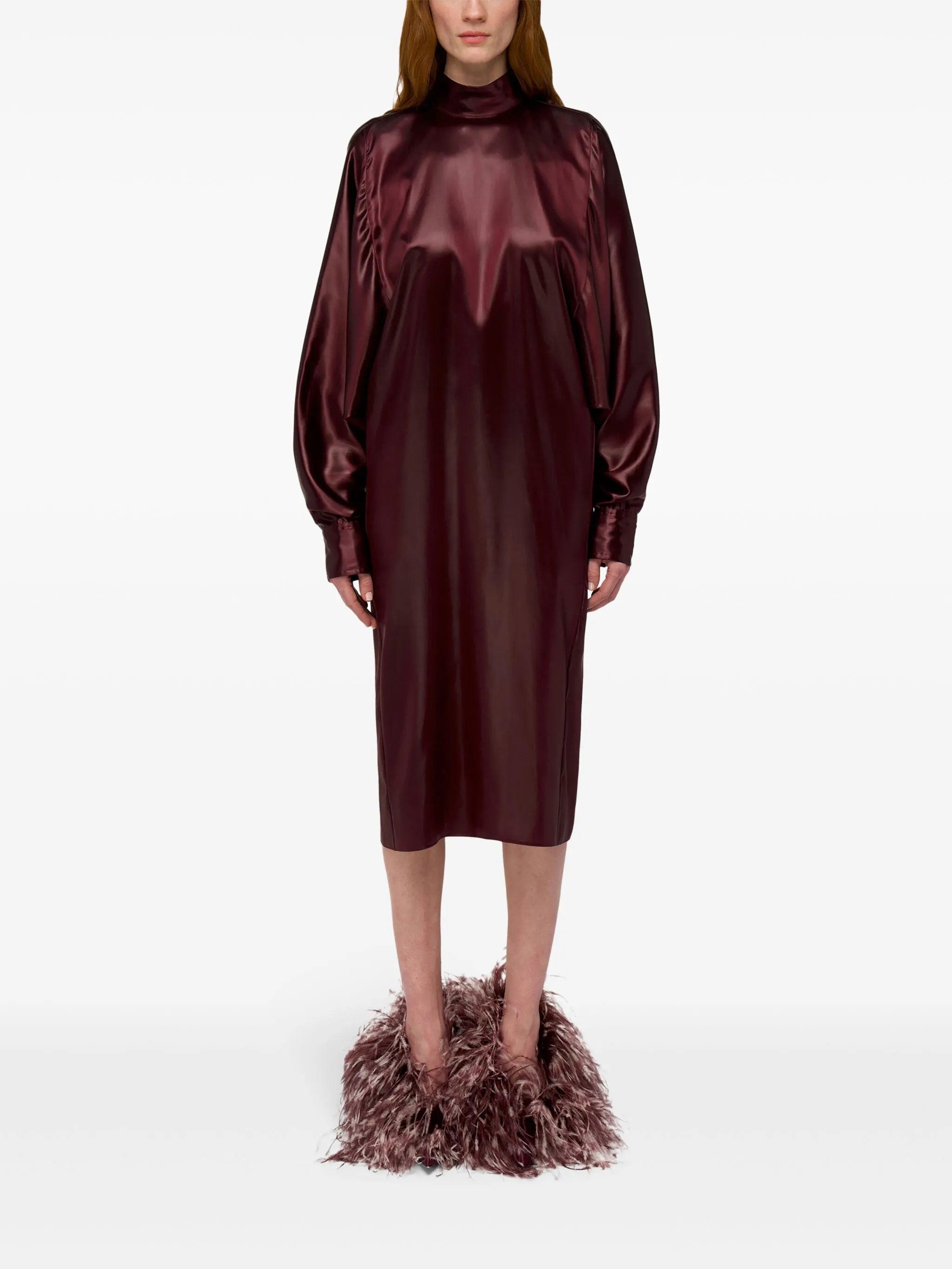 satin high-neck dress