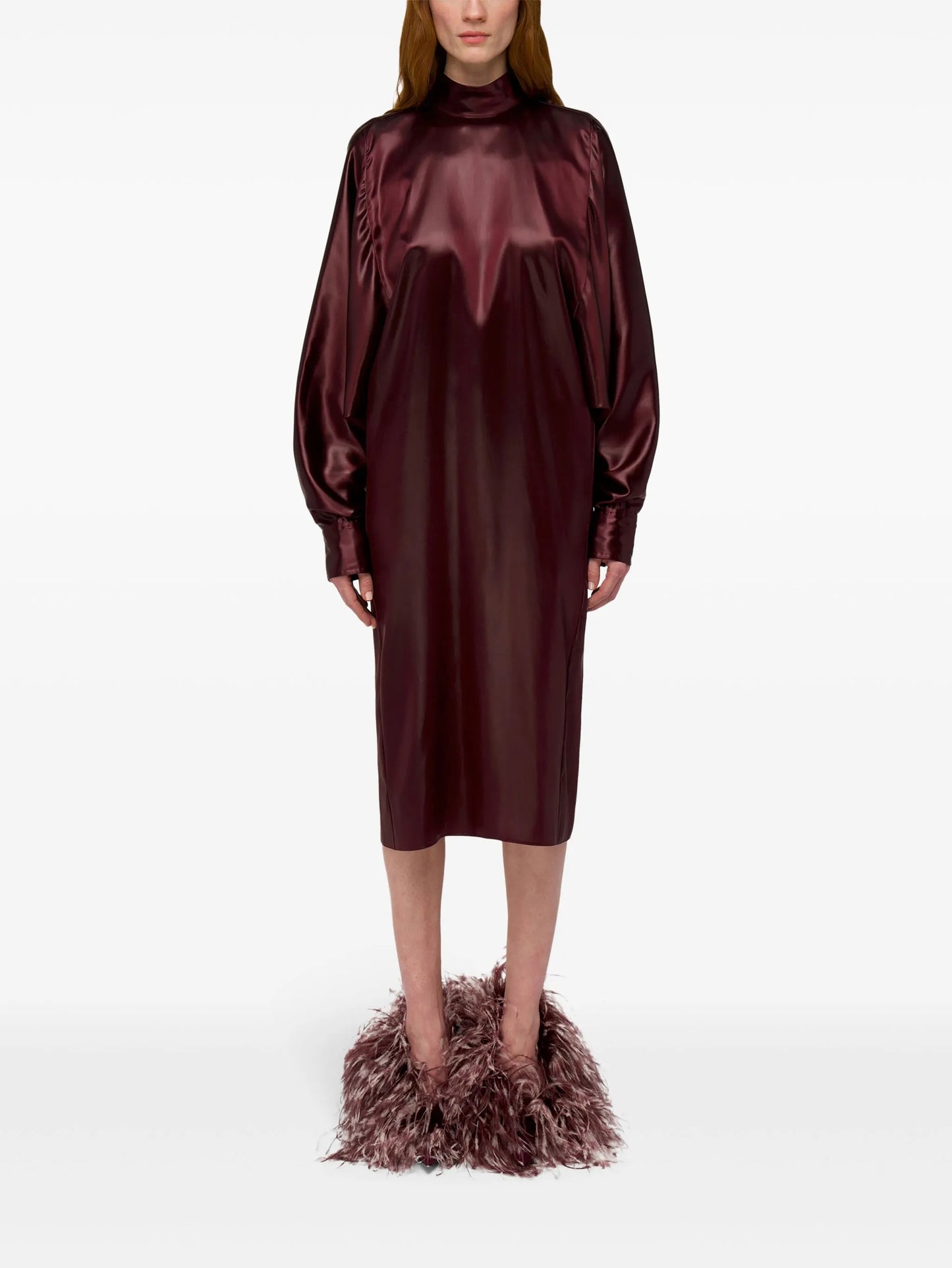 satin high-neck dress