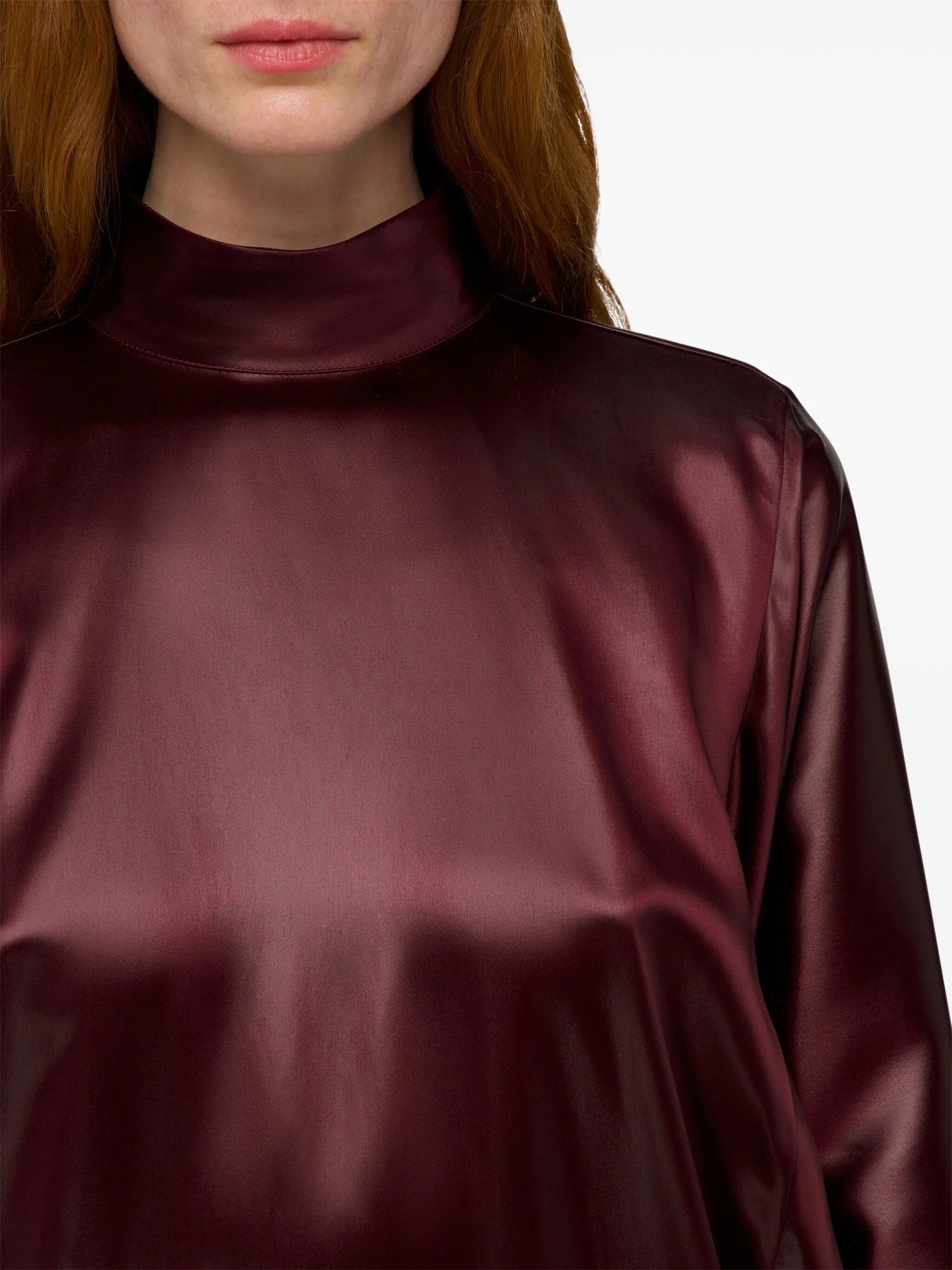 satin high-neck dress