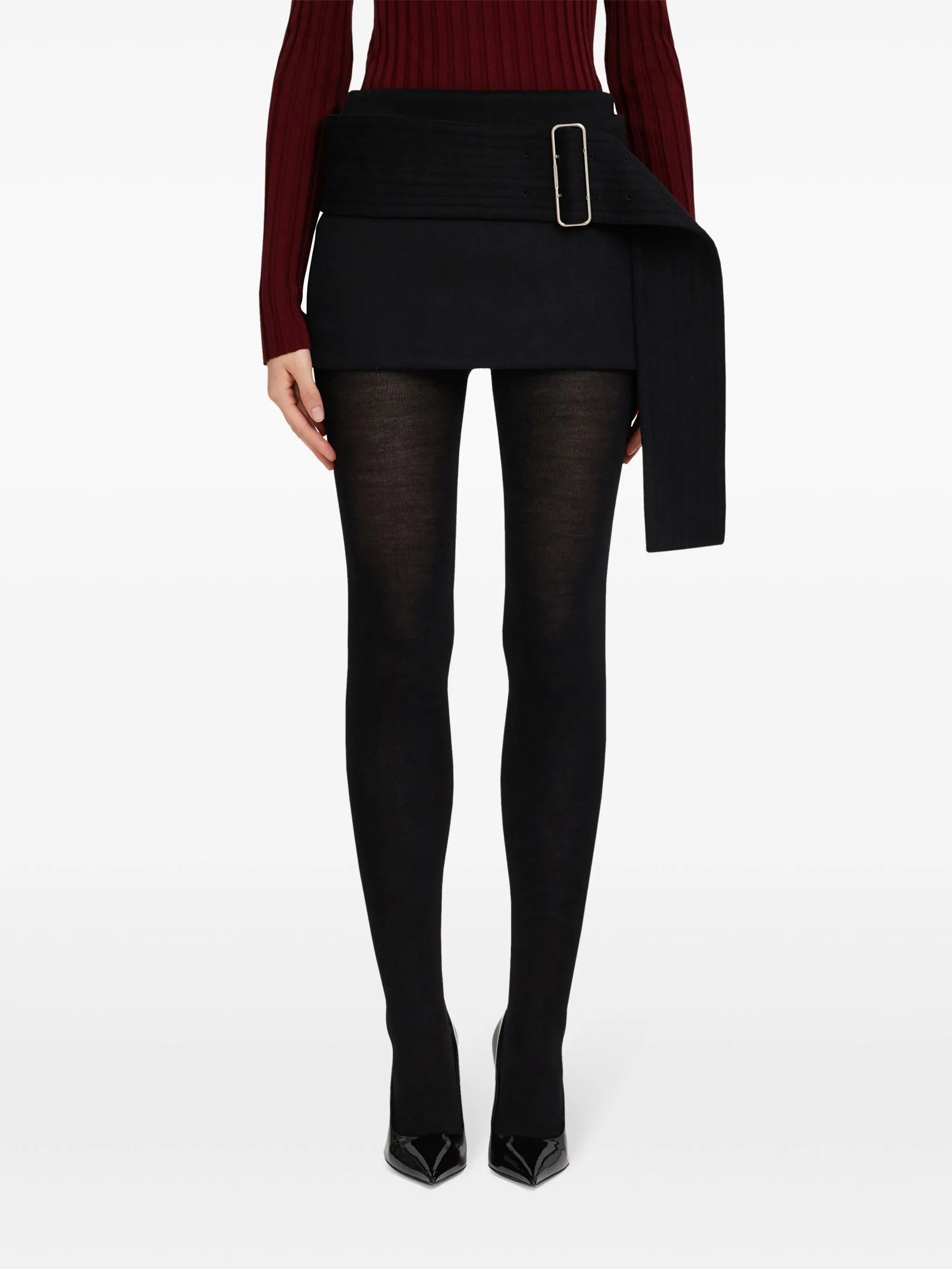 belted mini skirt