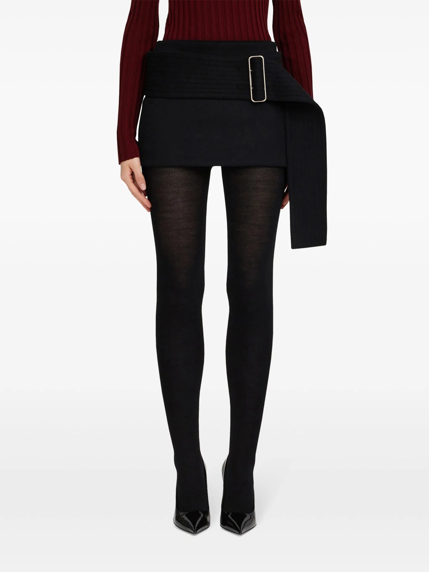 belted mini skirt