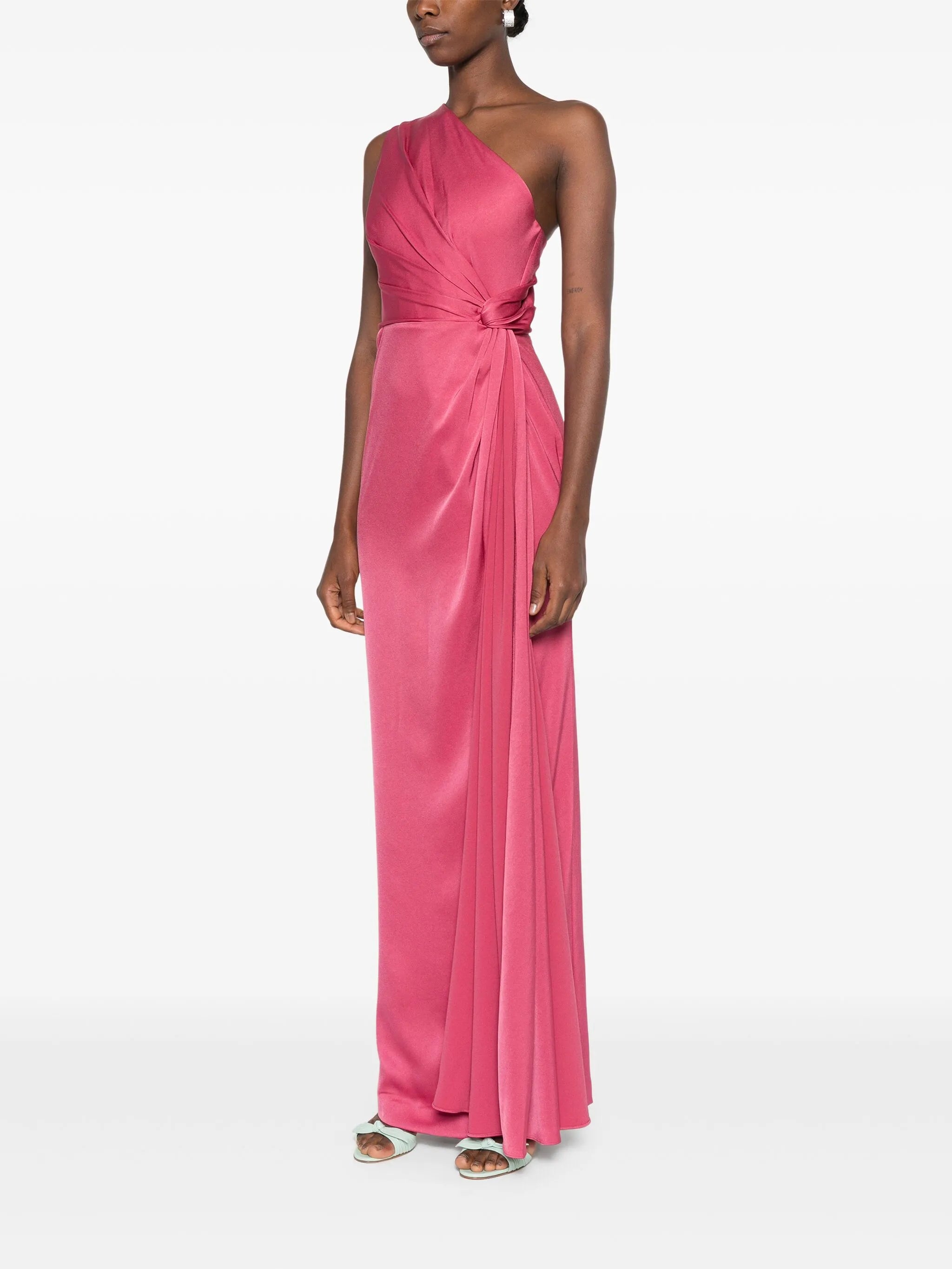 one-shoulder satin dress