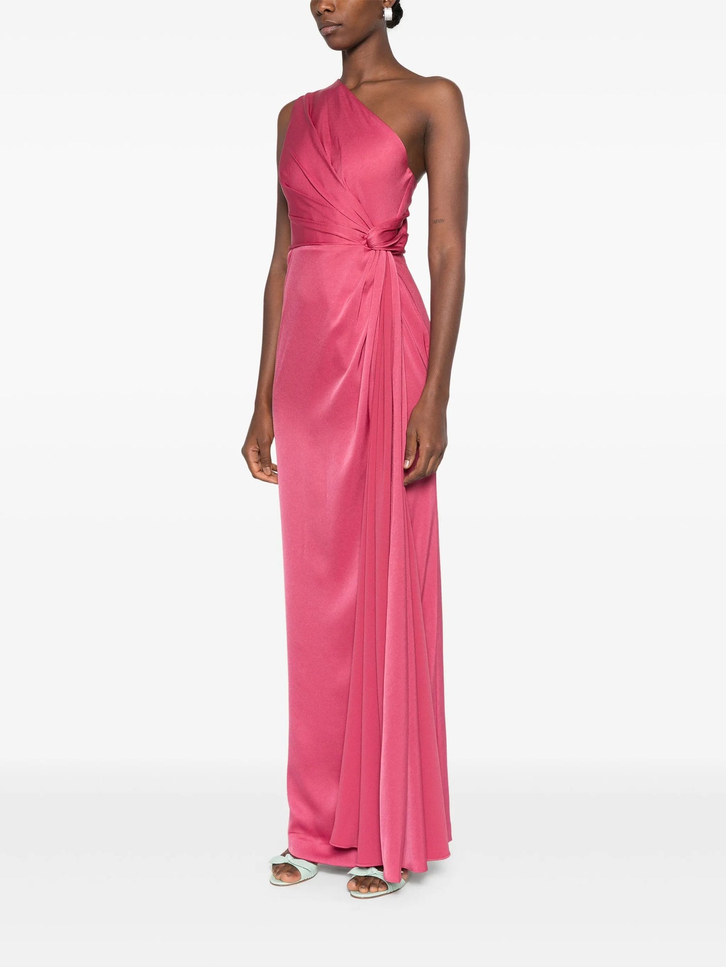 one-shoulder satin dress
