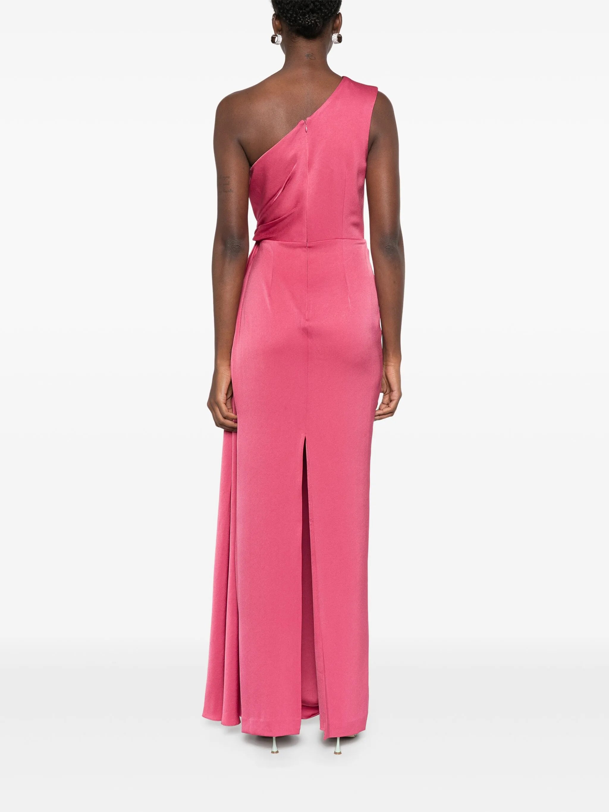 one-shoulder satin dress