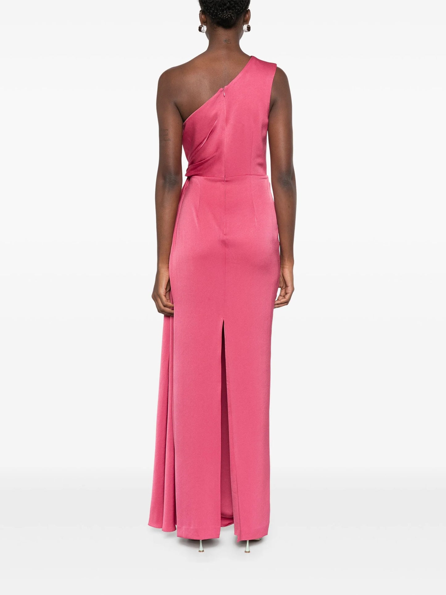 one-shoulder satin dress