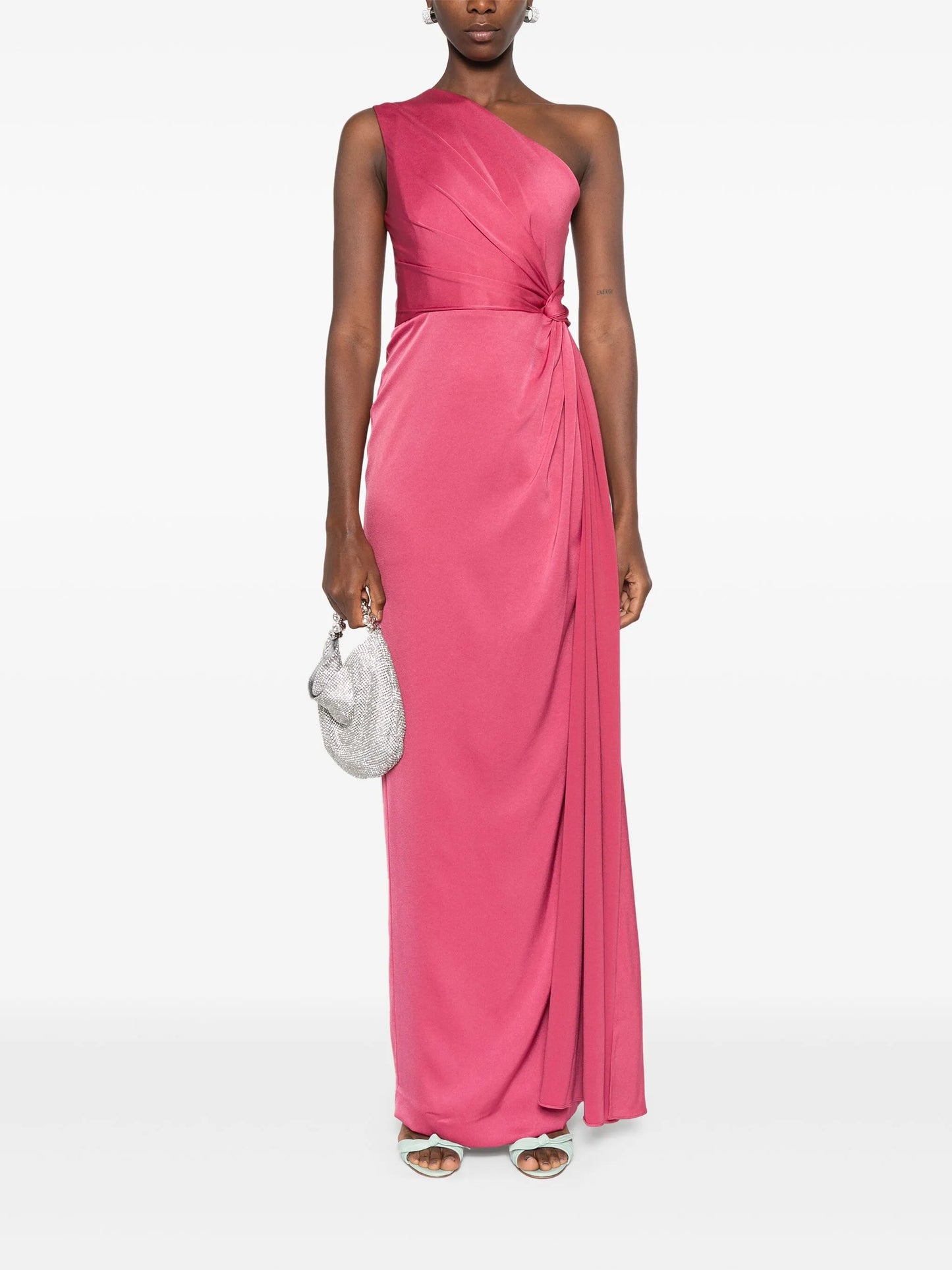 one-shoulder satin dress
