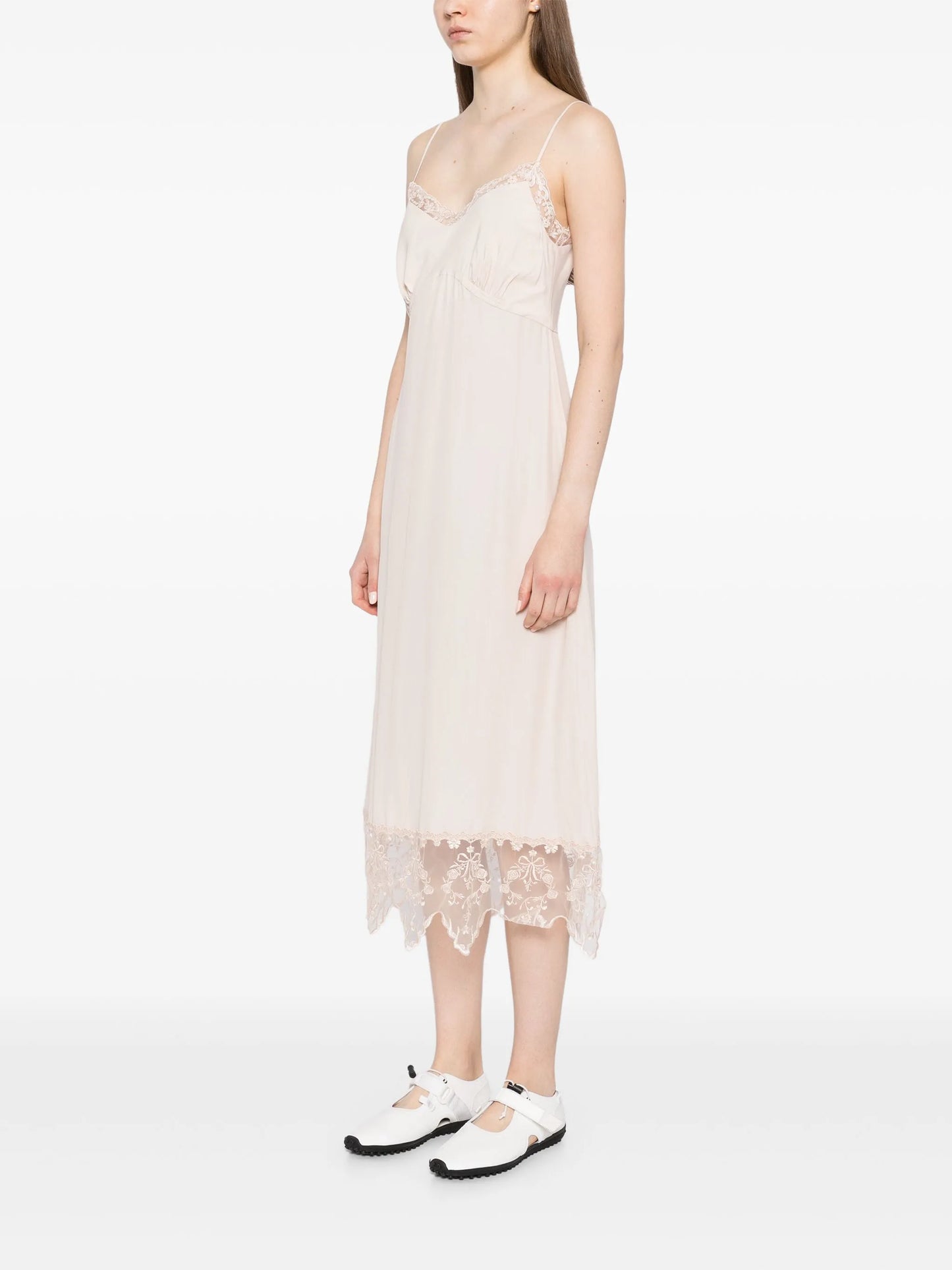 lace-trim slip dress