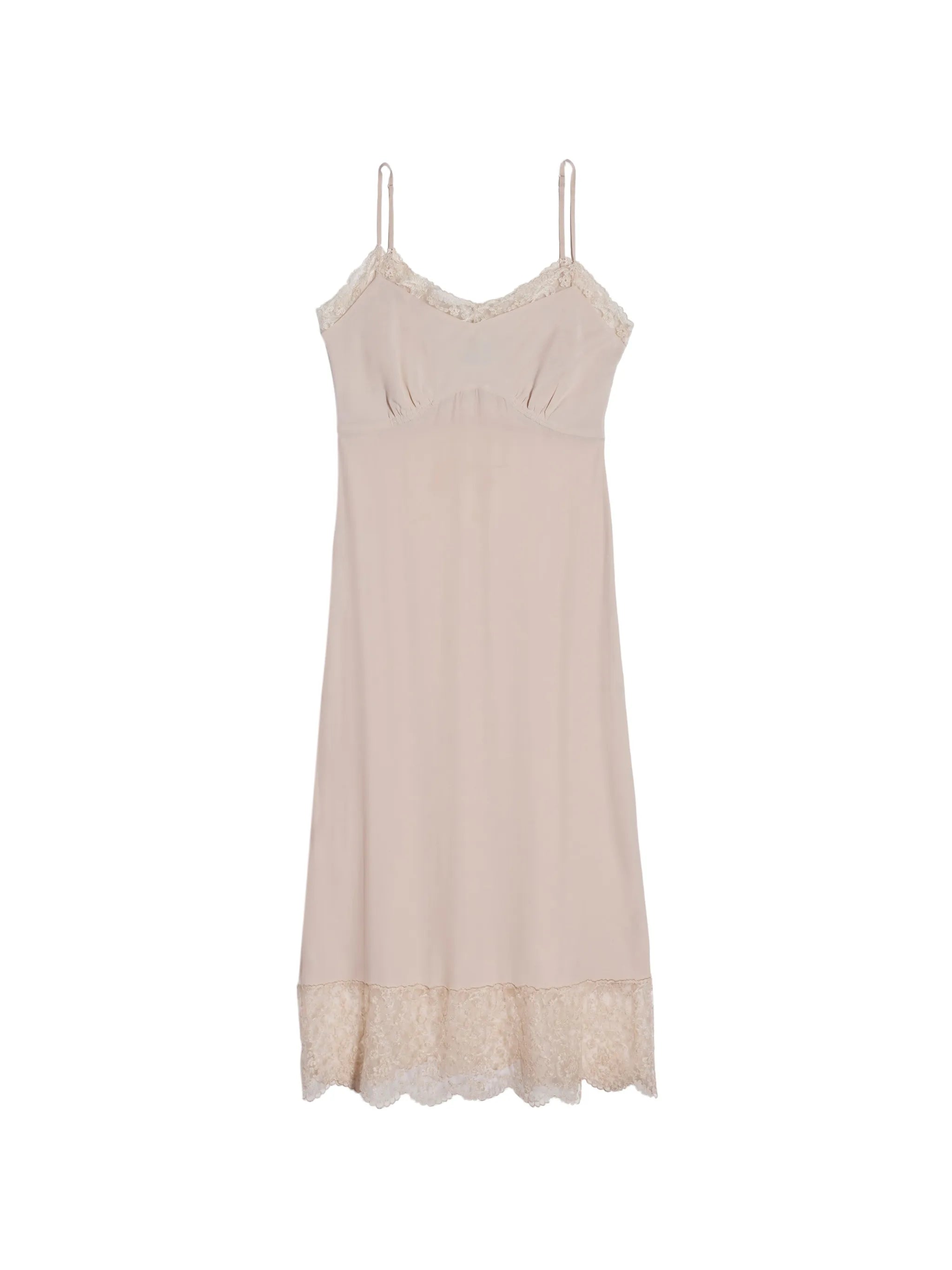 lace-trim slip dress