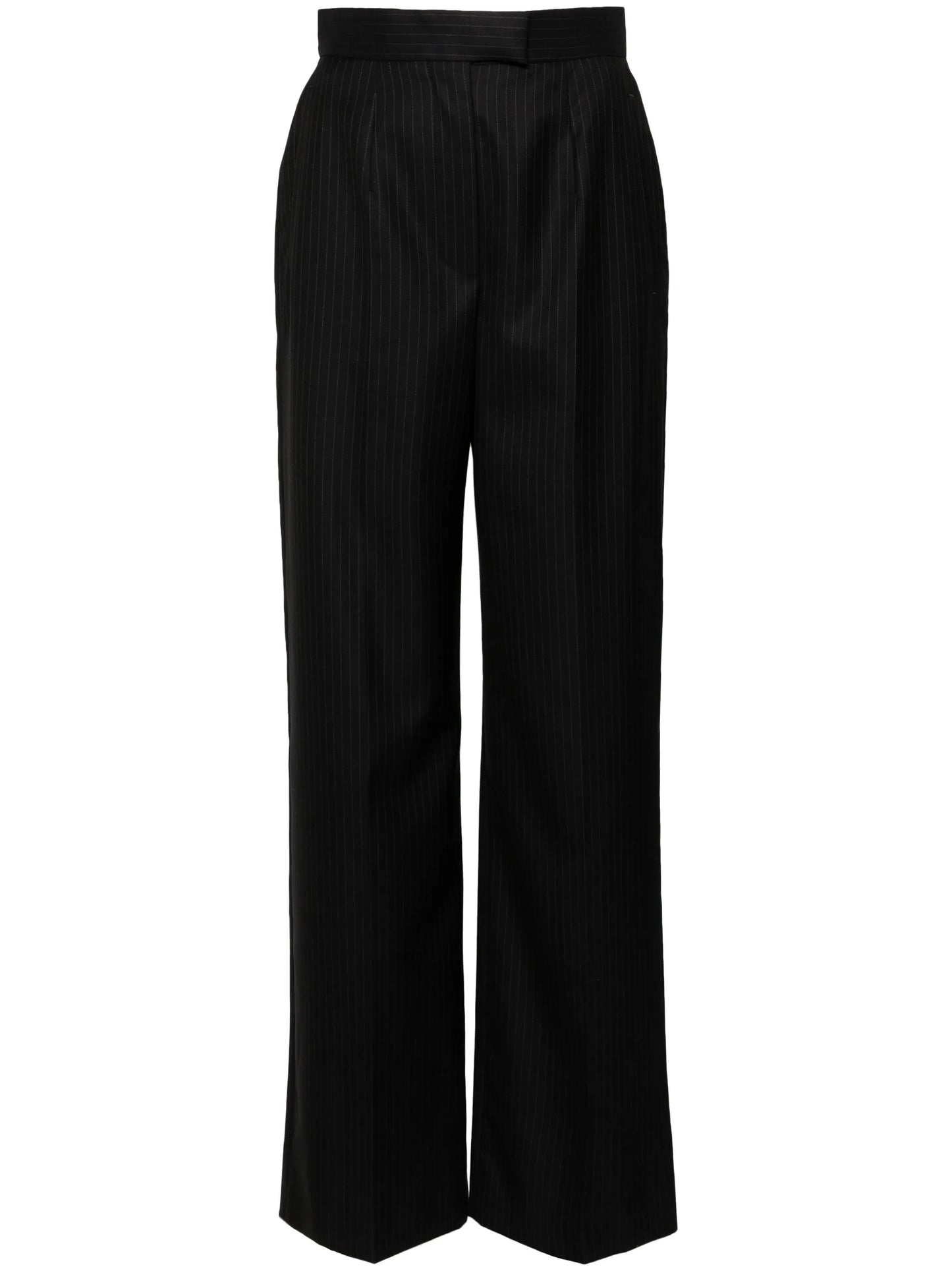 pinstripe tailored wool trousers