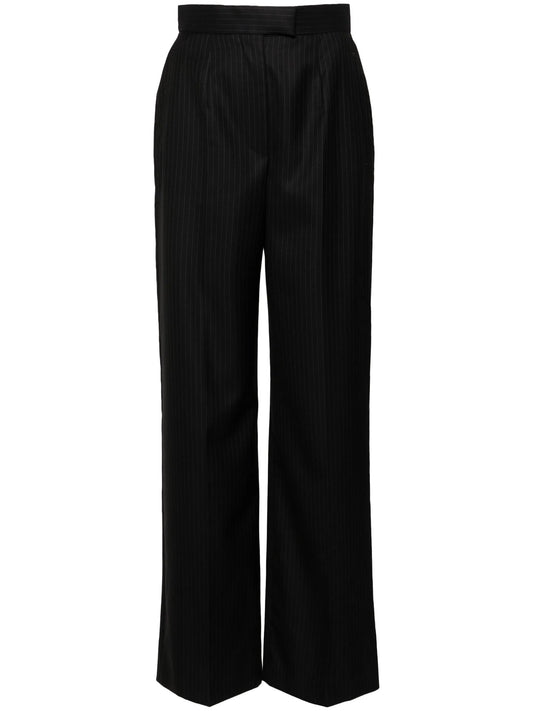 pinstripe tailored wool trousers
