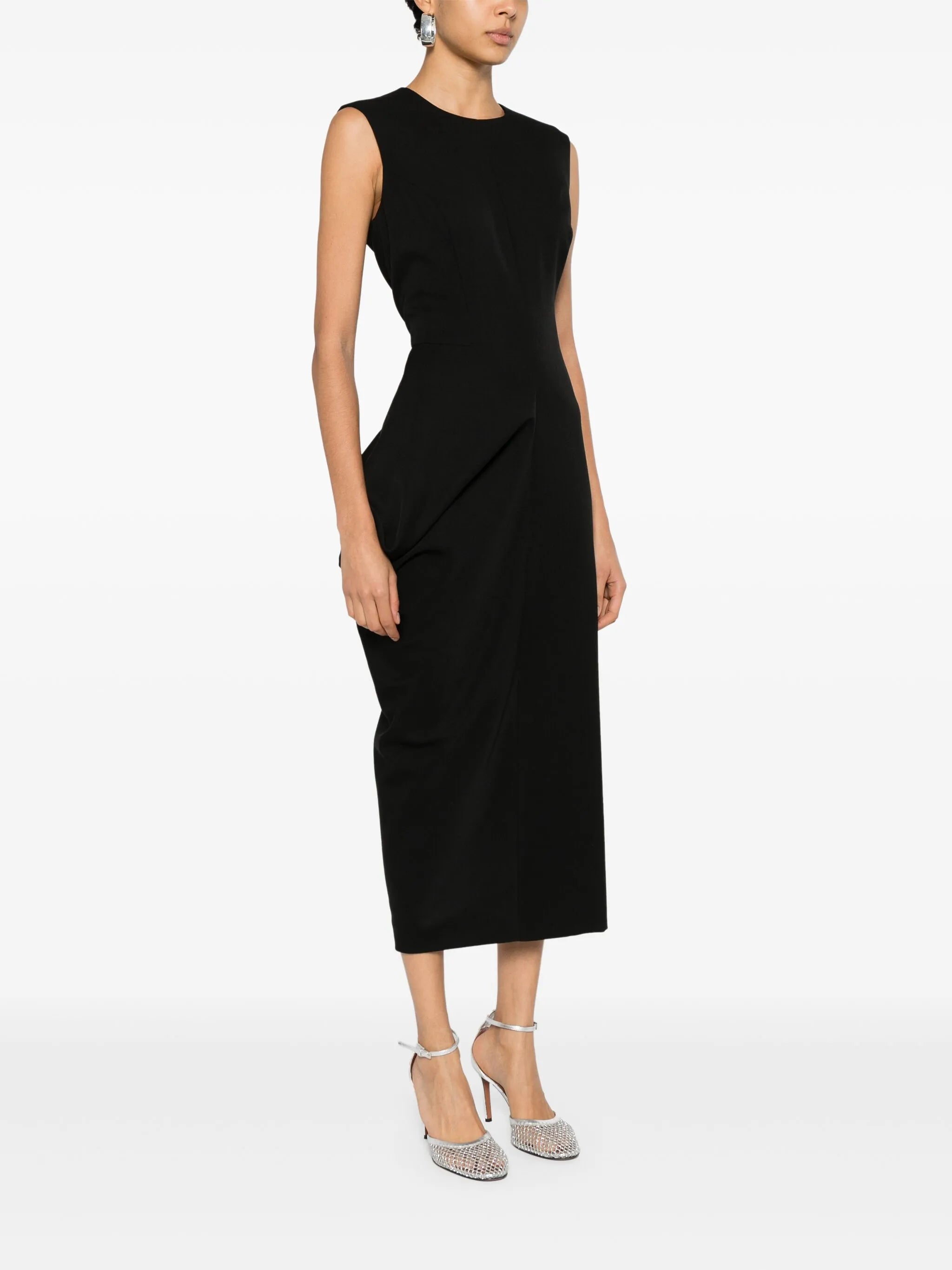 asymmetric wool pencil dress