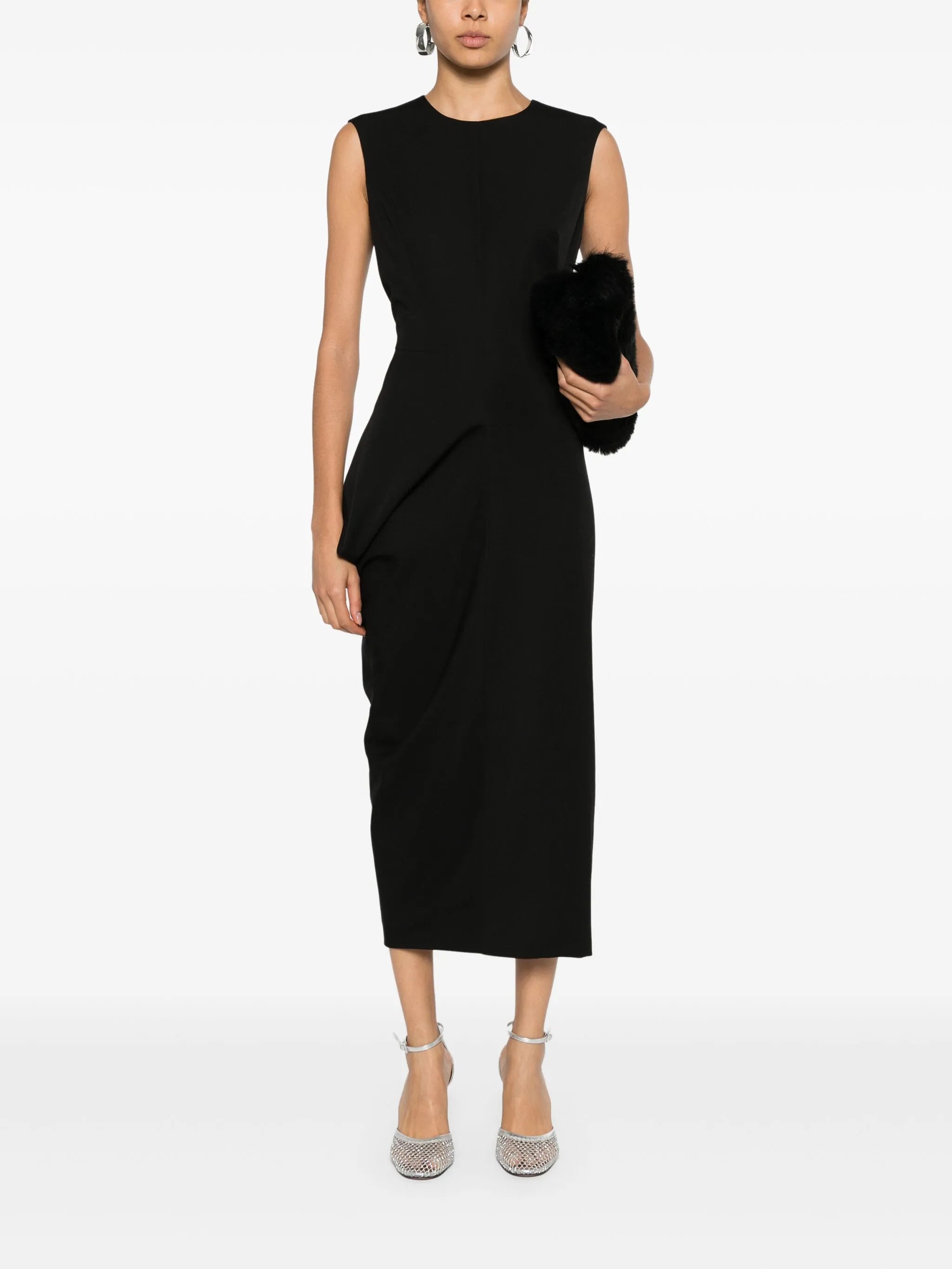 asymmetric wool pencil dress