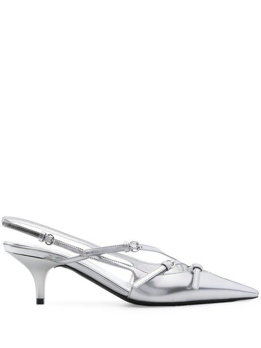 55mm leather buckle pumps