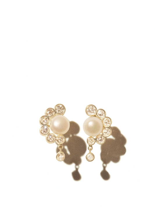 9kt yellow gold Martha pearl stud earrings