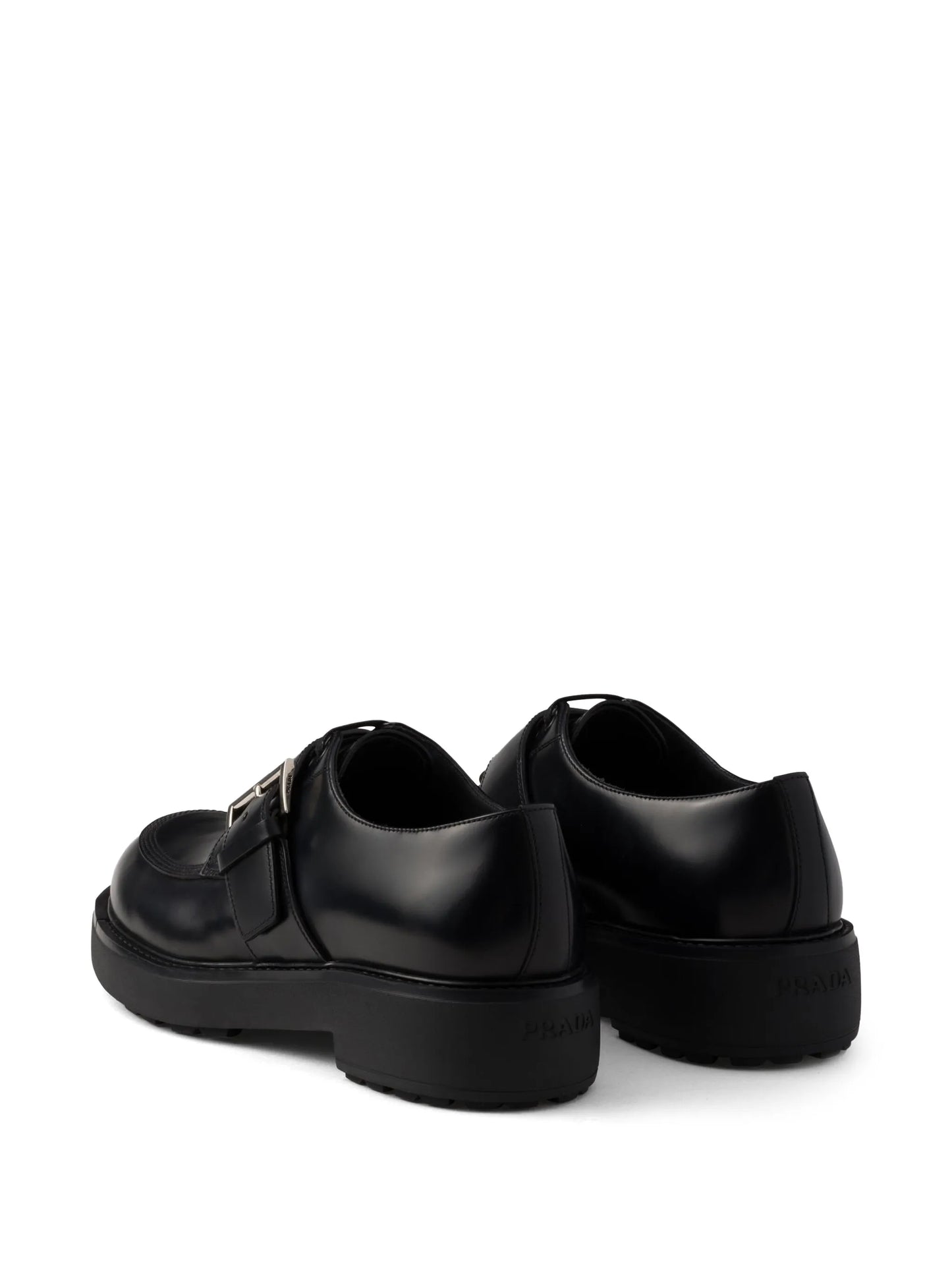 brushed leather buckled derby shoes