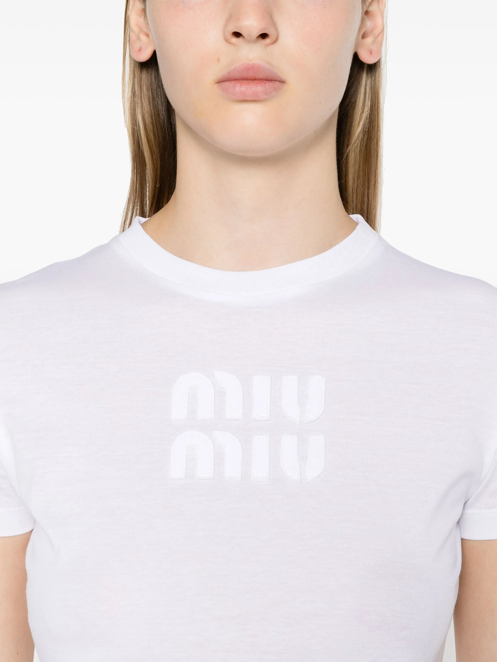 logo-patch cropped T-shirt