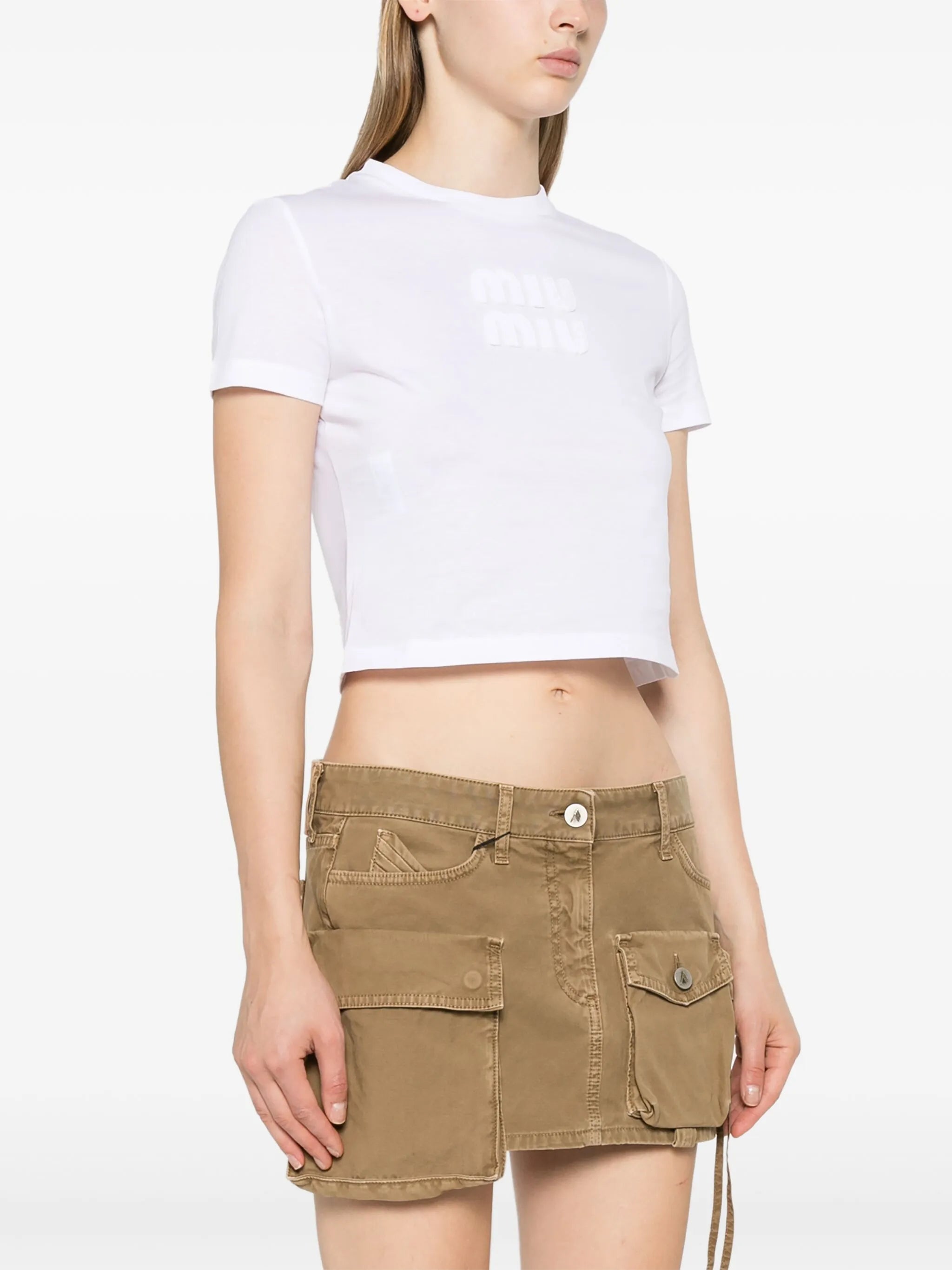 logo-patch cropped T-shirt