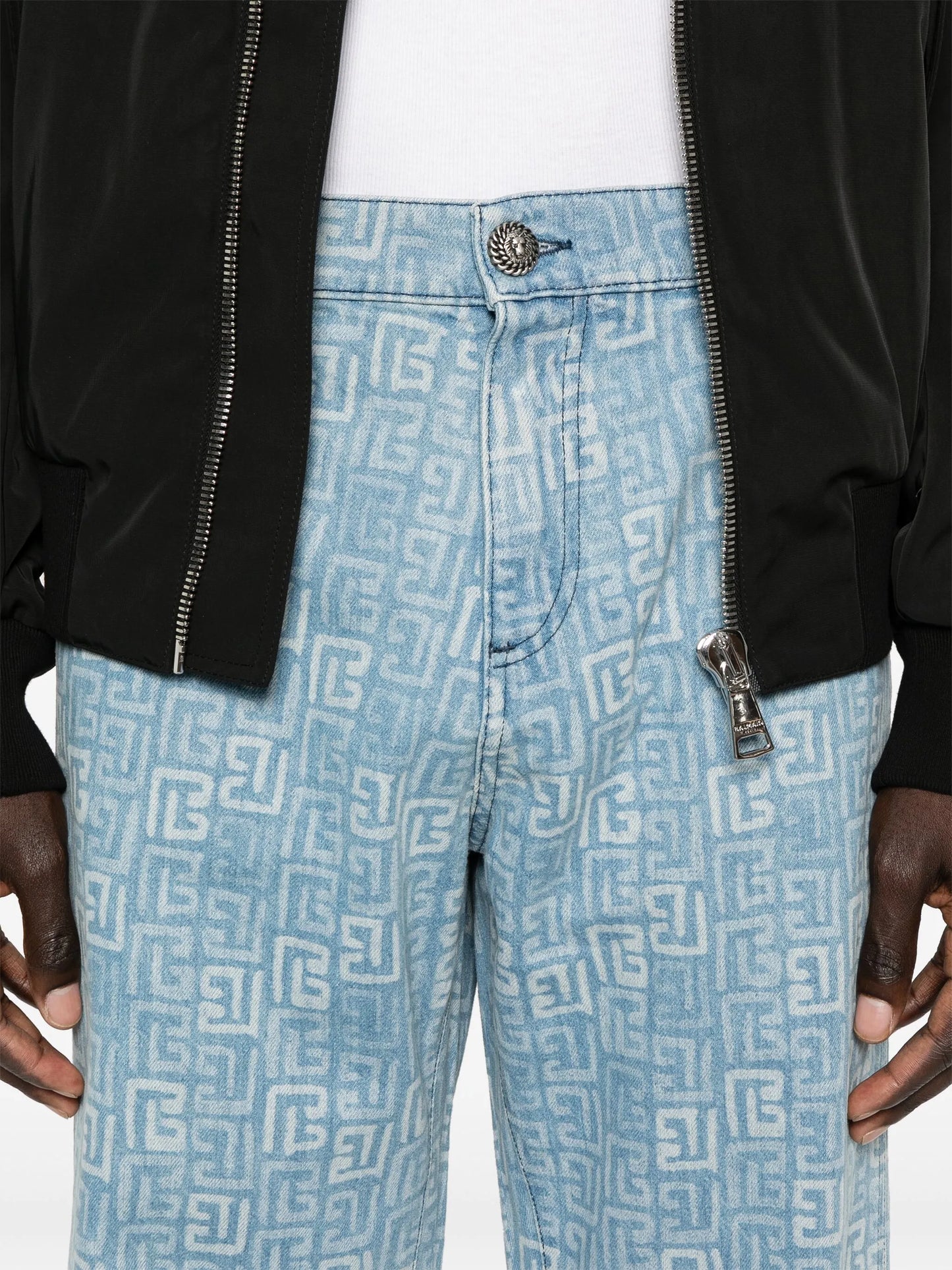 4G-motif straight-leg jeans
