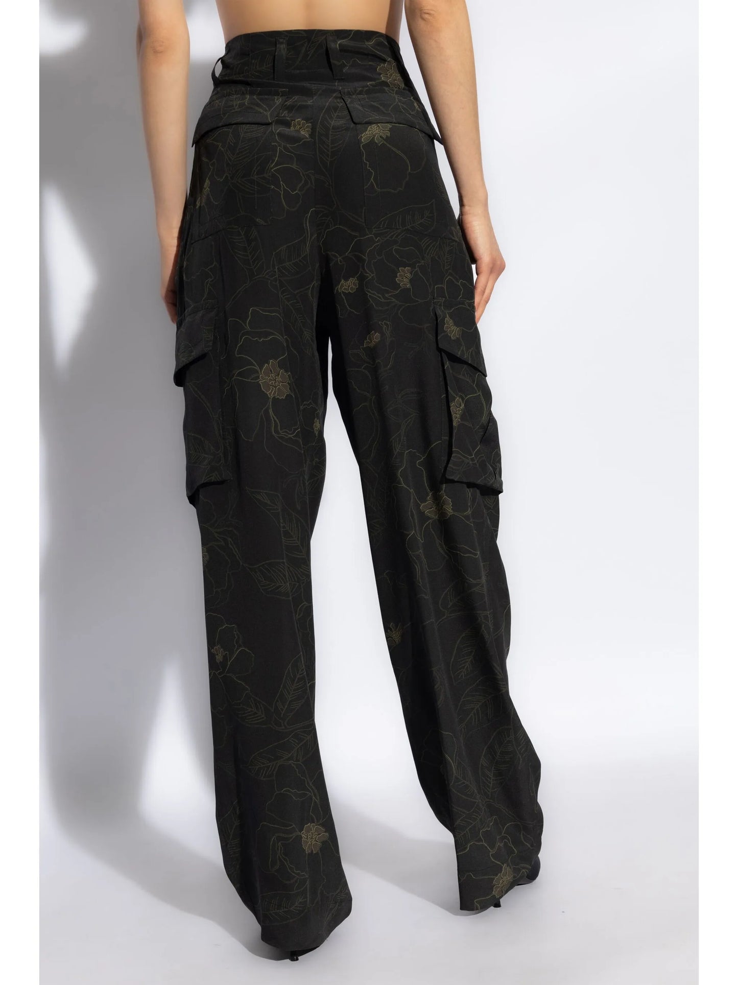 floral motif cargo trousers
