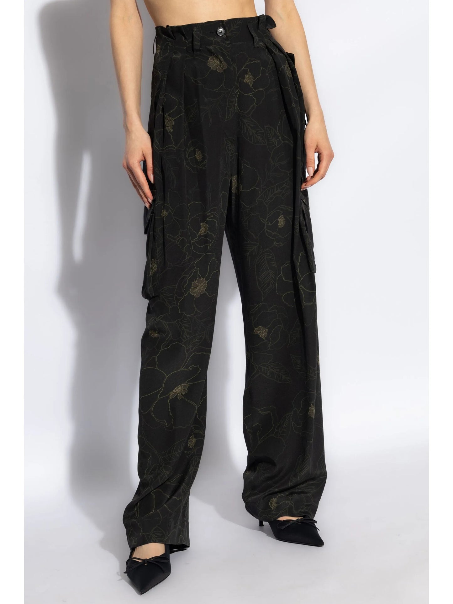floral motif cargo trousers