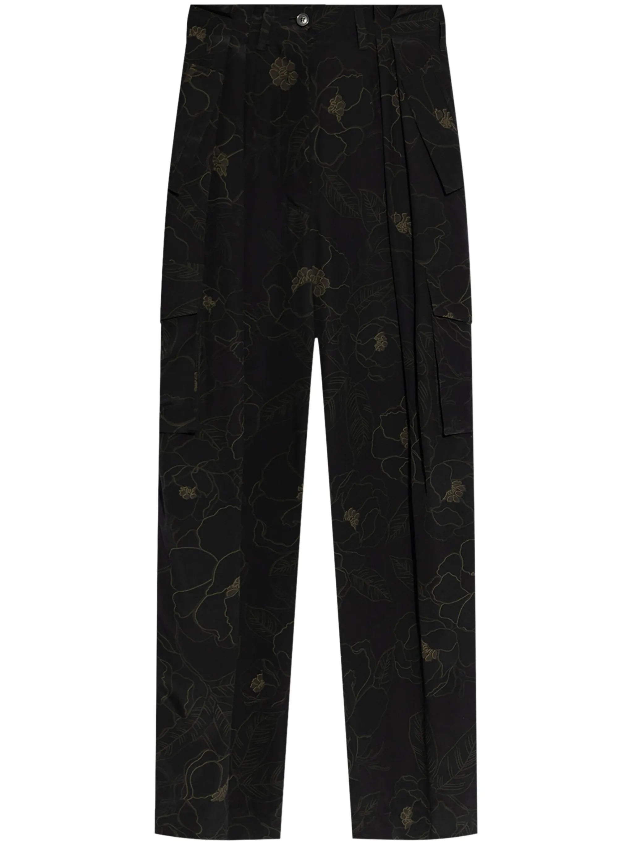 floral motif cargo trousers