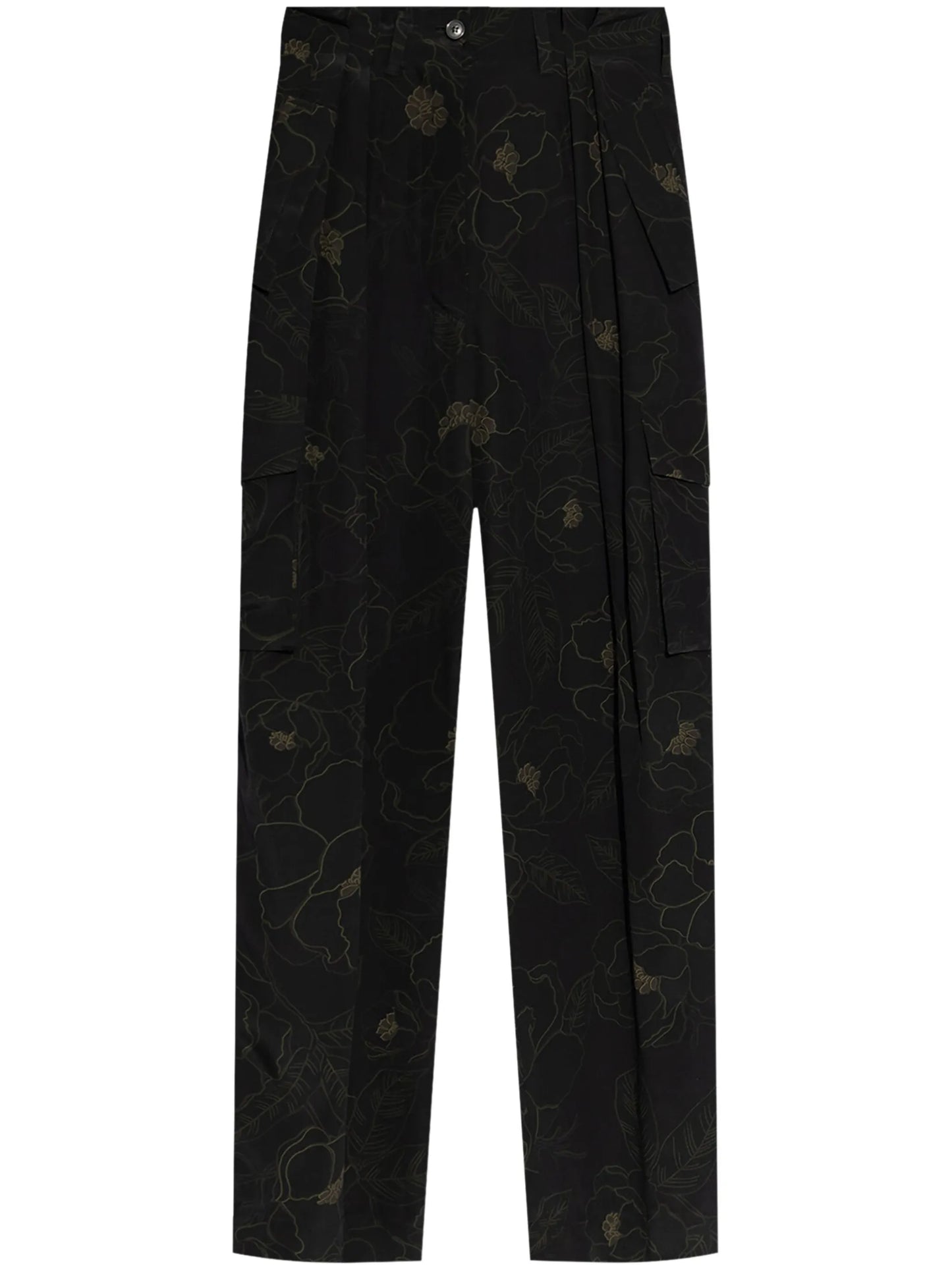 floral motif cargo trousers