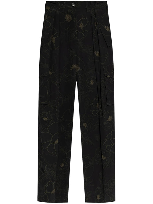 floral motif cargo trousers