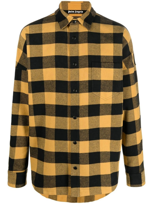 checked logo-print shirt