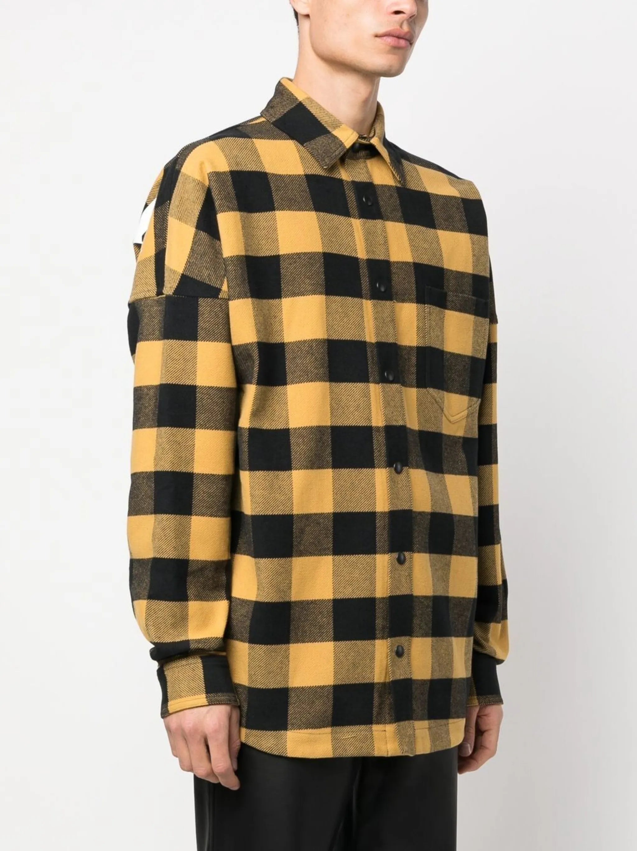 checked logo-print shirt